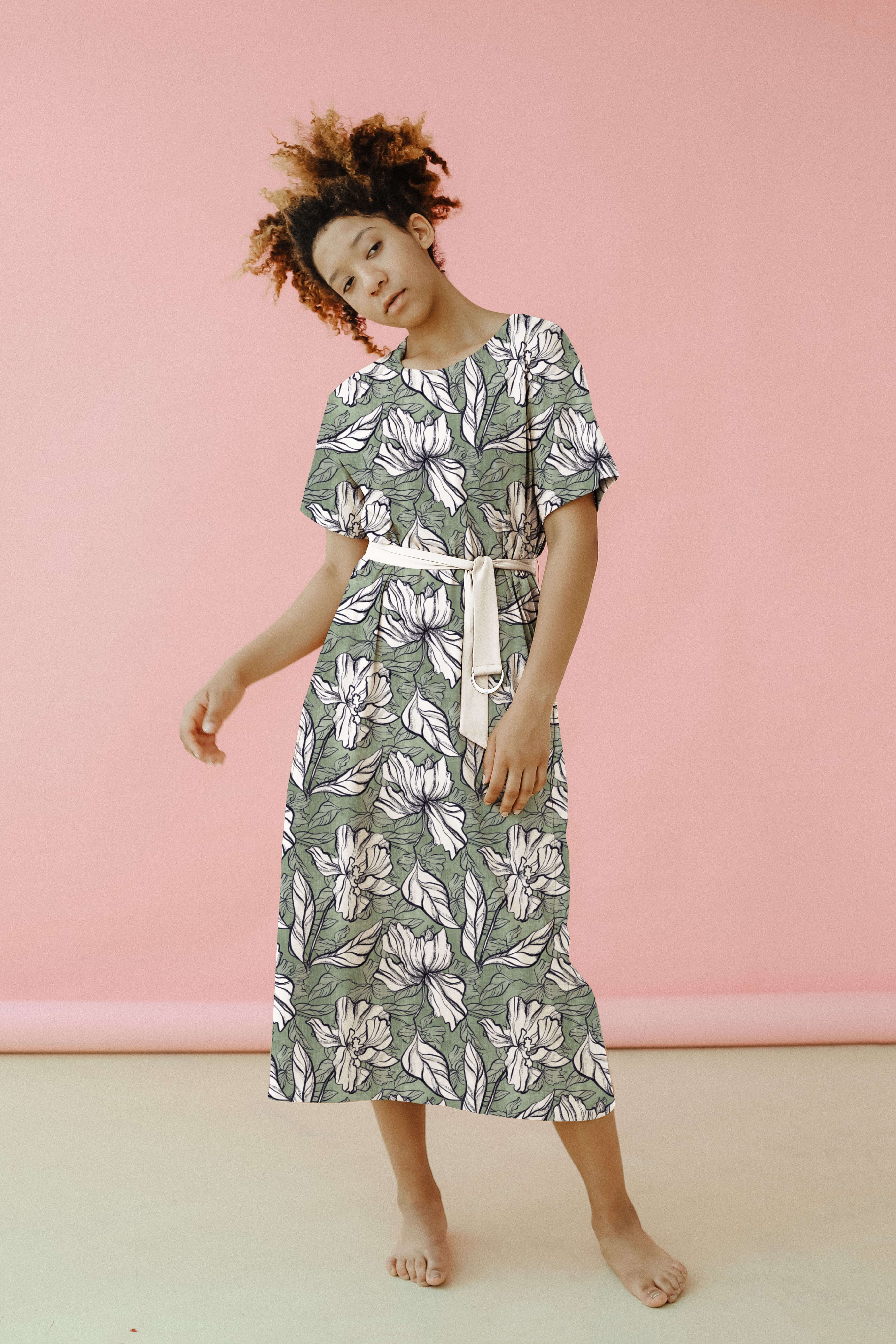 lillestoff Stoff Bio French Terry, Sweatstoff Blumen, Lillestoff Leana, Meterware, 50 cm x 150 cm