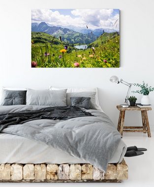 Pixxprint Leinwandbild Wiesenblumen in den Bergen, Wiesenblumen in den Bergen (1 St), Leinwandbild fertig bespannt, inkl. Zackenaufhänger