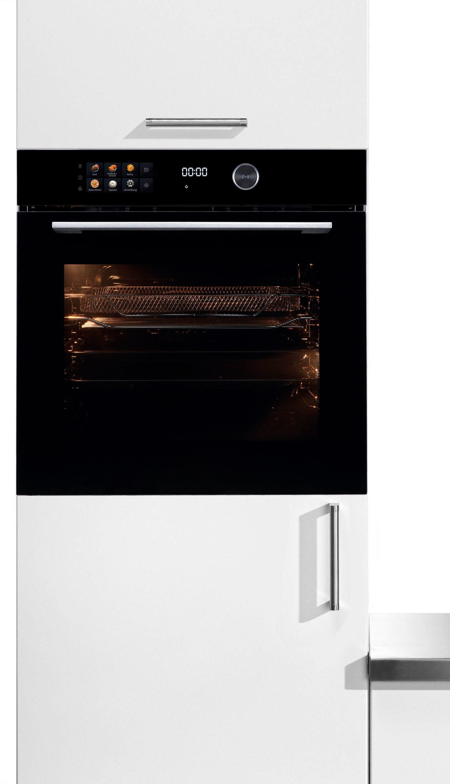 Hanseatic Einbaubackofen HBO7214FA2, mit 1-fach-Teleskopauszug, Aqua-Reinigungsfunktion, AirFry-Funktion – die gesündere Alternative zur Fritteuse