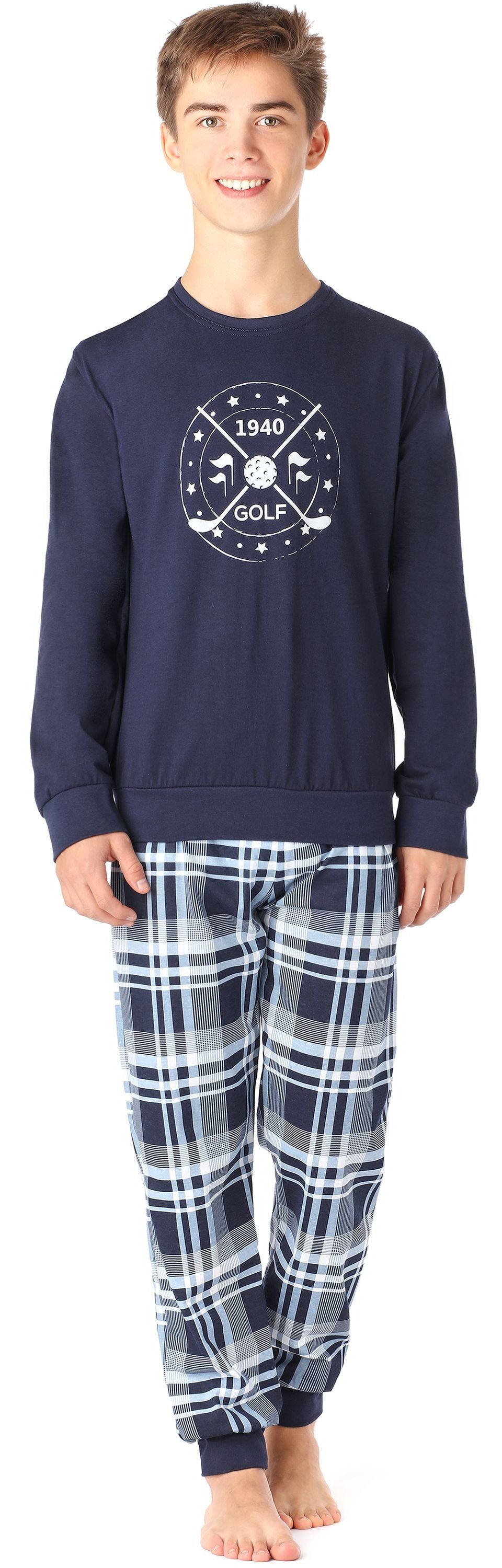 Timone Schlafanzug Jugend Schlafanzug TI111 MarineKariert5 | Pyjamas