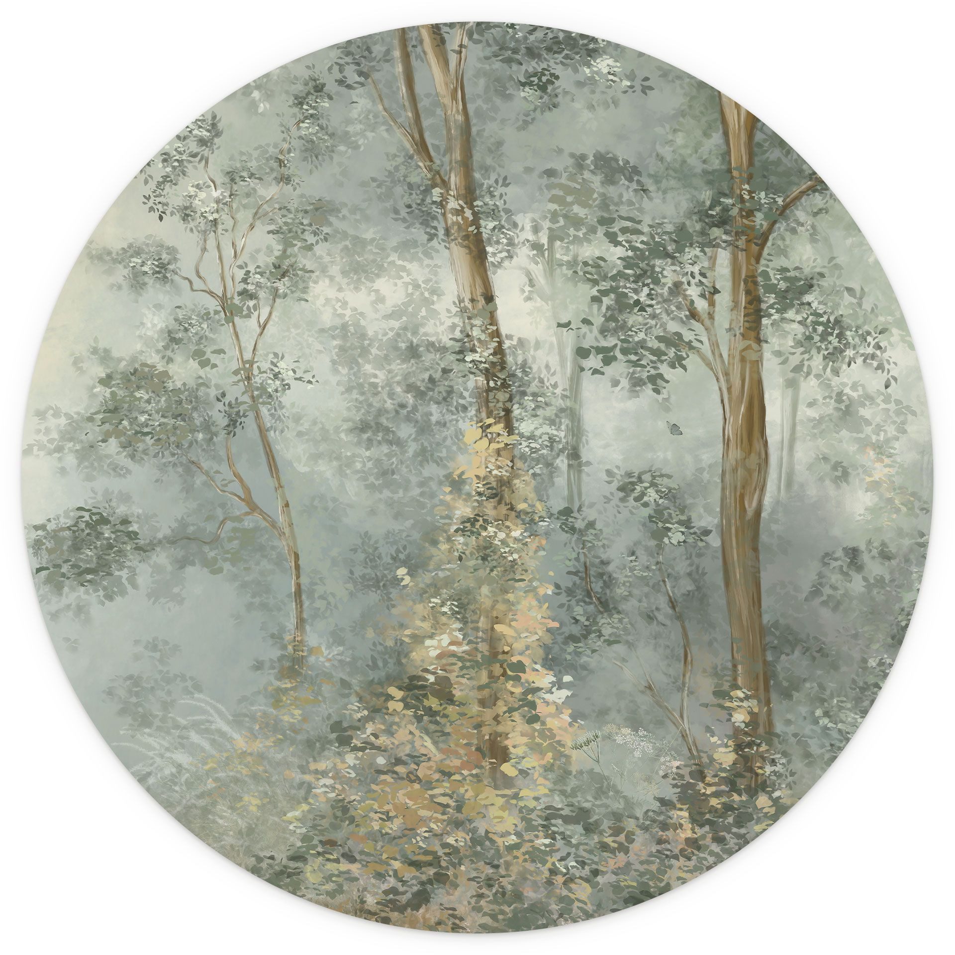 K&L Wall Art Fototapete selbstklebend Vliestapete Blumen Wandbild rund Vintage Natur Wanddeko, floral, bedruckt, selbstklebende Tapete