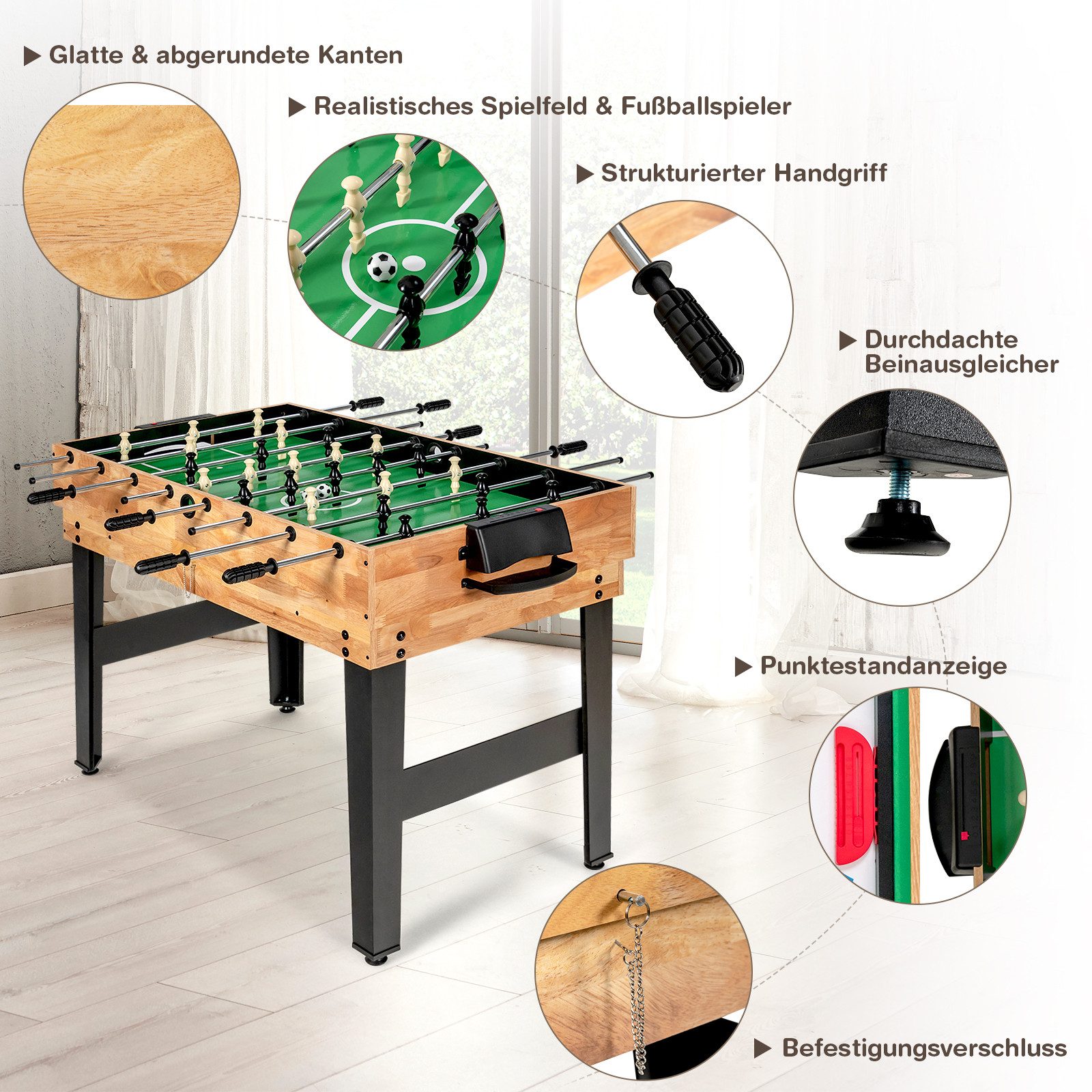 COSTWAY Spieltisch, 10-in-1 Kickertisch, Airhockeytisch, ab 8 Jahren