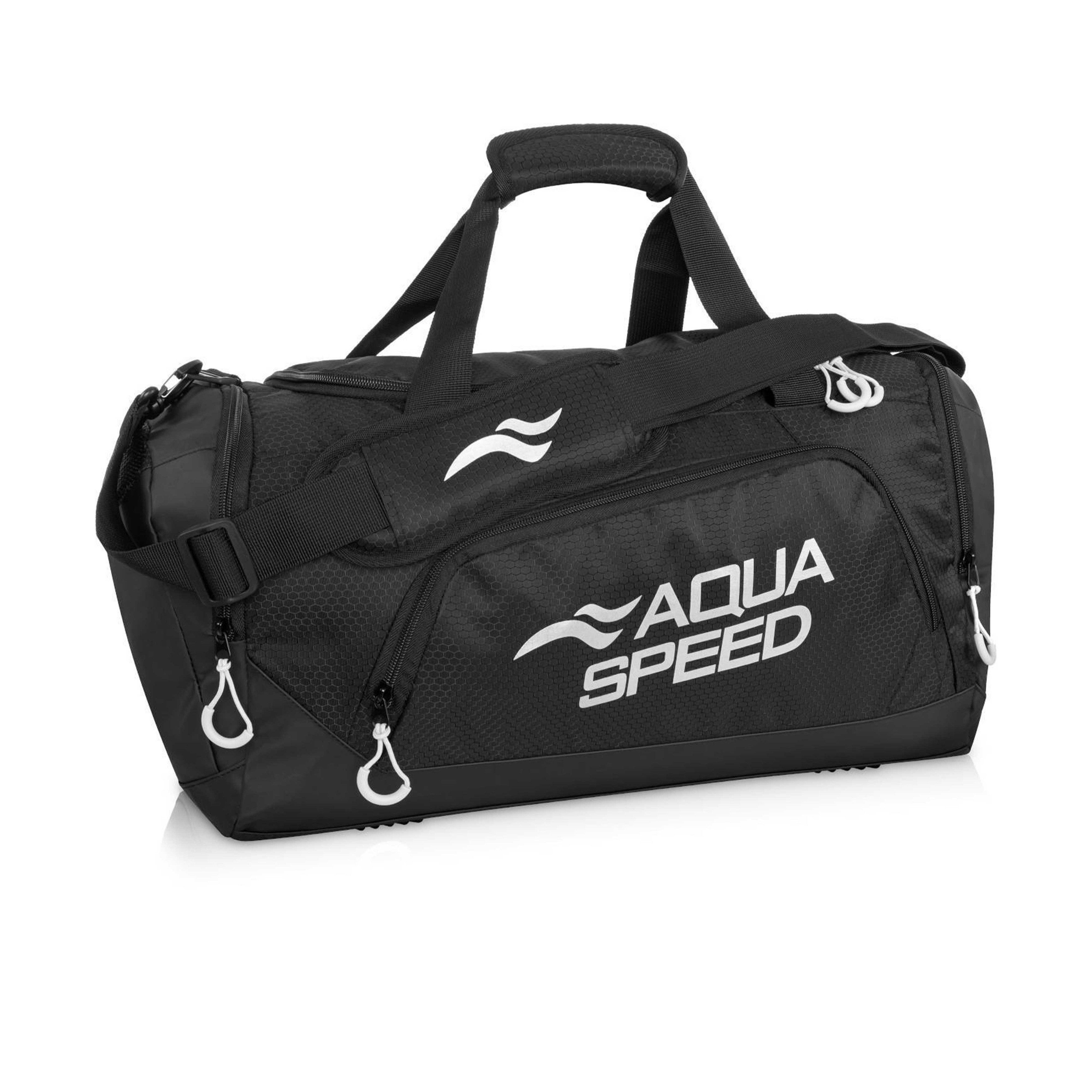 Aqua Speed Sporttasche Duffle Bag M 34L Training Fitness Schwimmen Pool Schuhfach 07 (Schwimmtasche mit Seitentaschen und verstellbarem Schultergurt), Separates Schuhfach ideal für Badelatschen und nasse Schuhe