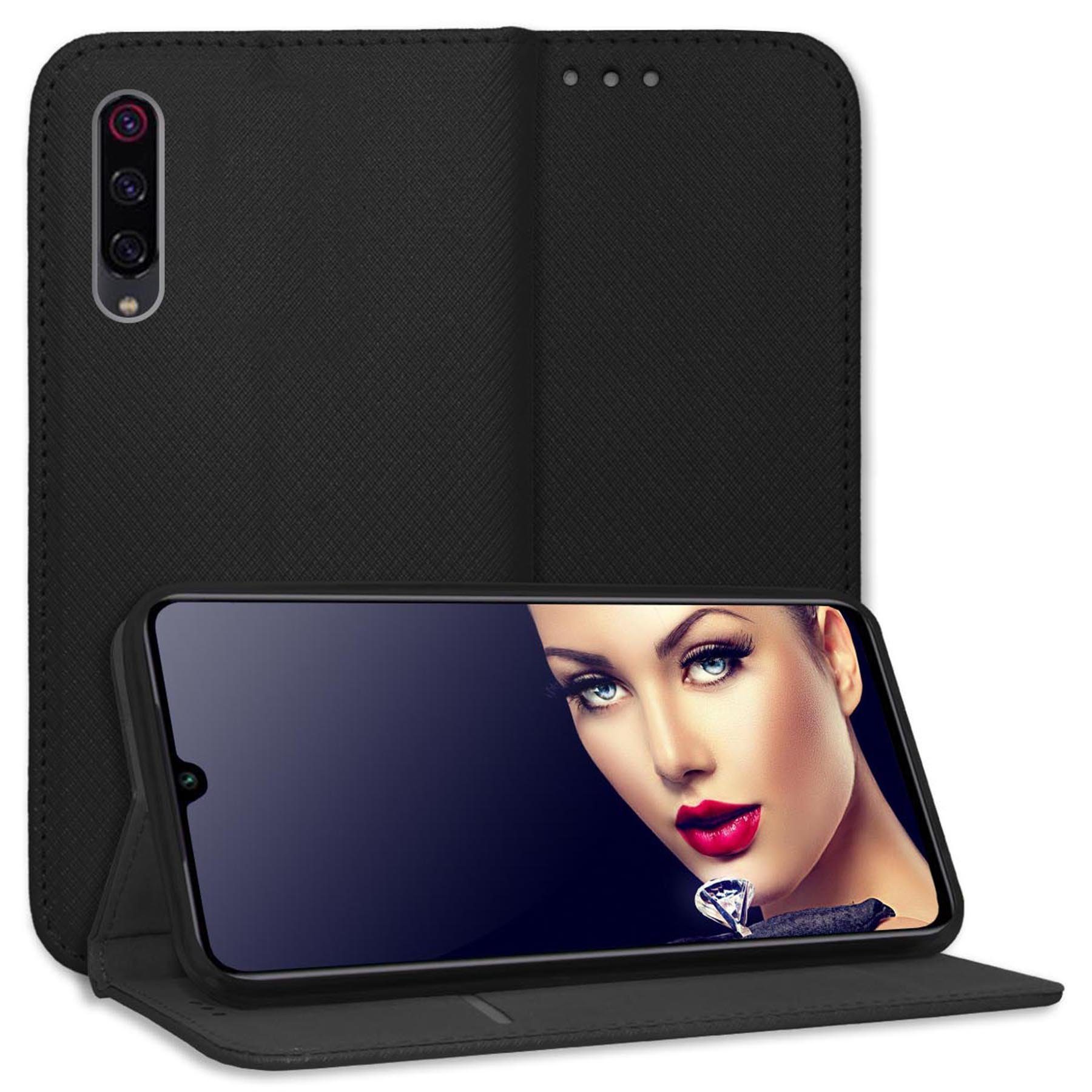 mtb more energy Smartphone-Hülle Smart Magnet für Xiaomi Mi 9 Pro, Schwarz, Bookstyle Klapphülle Cover Wallet Case aus Kunstleder