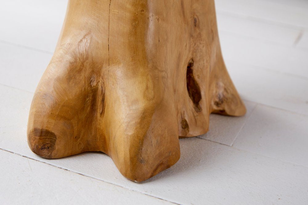53cm · natur, Hocker Massivholz riess-ambiente · Beistelltisch mit Nachttisch Teakholz · · Jahresringen ROOT
