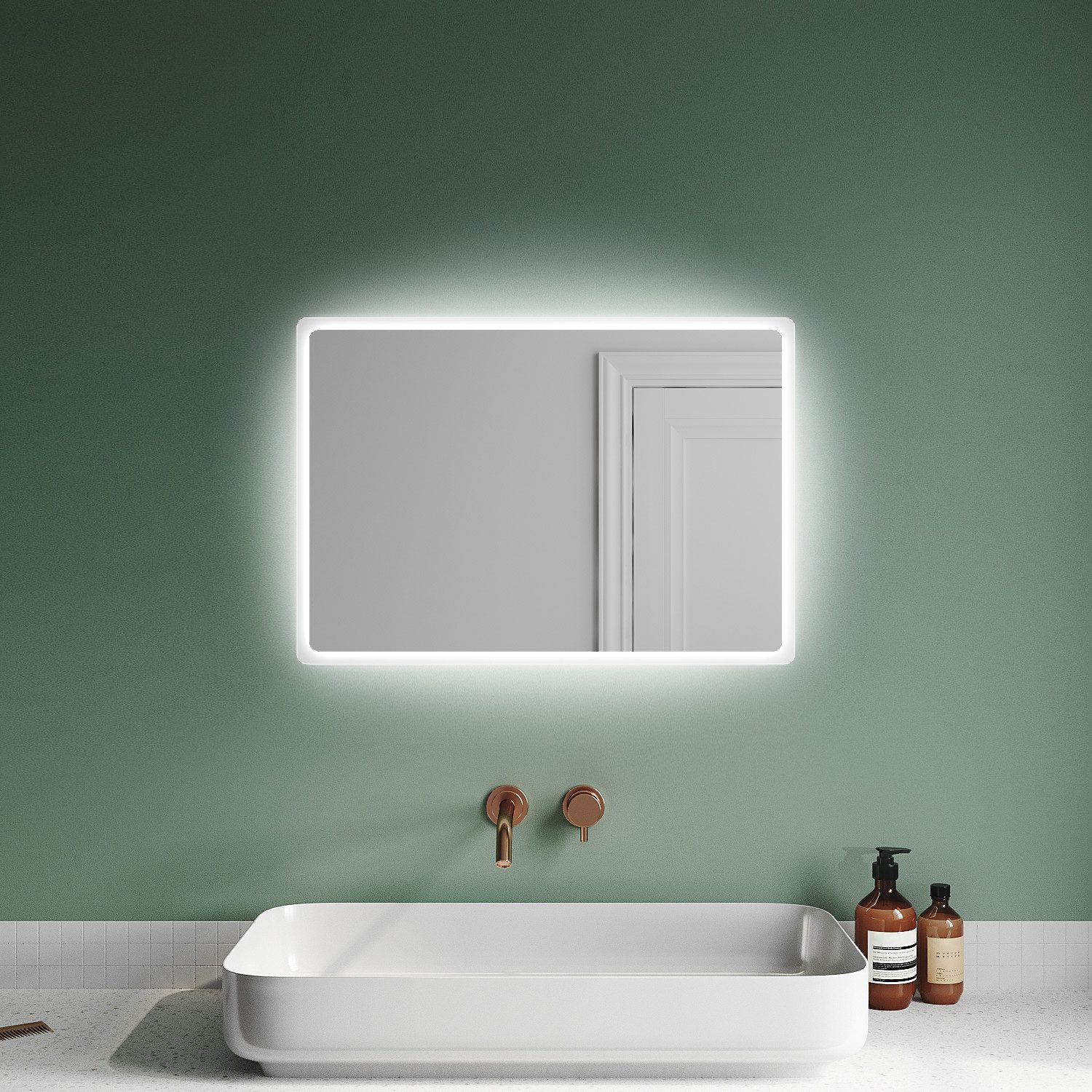 Badspiegel mit Beleuchtung LED Badezimmerspiegel,Wandschalter,kaltweiß,IP44