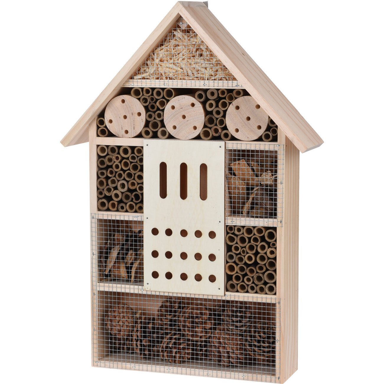 Progarden Insektenhotel XL Insektenhotel 51x35cm, FSC® Naturholz, Bambus & Zapfen, aus 100% FSC-Naturholz mit Bambus & Zapfen