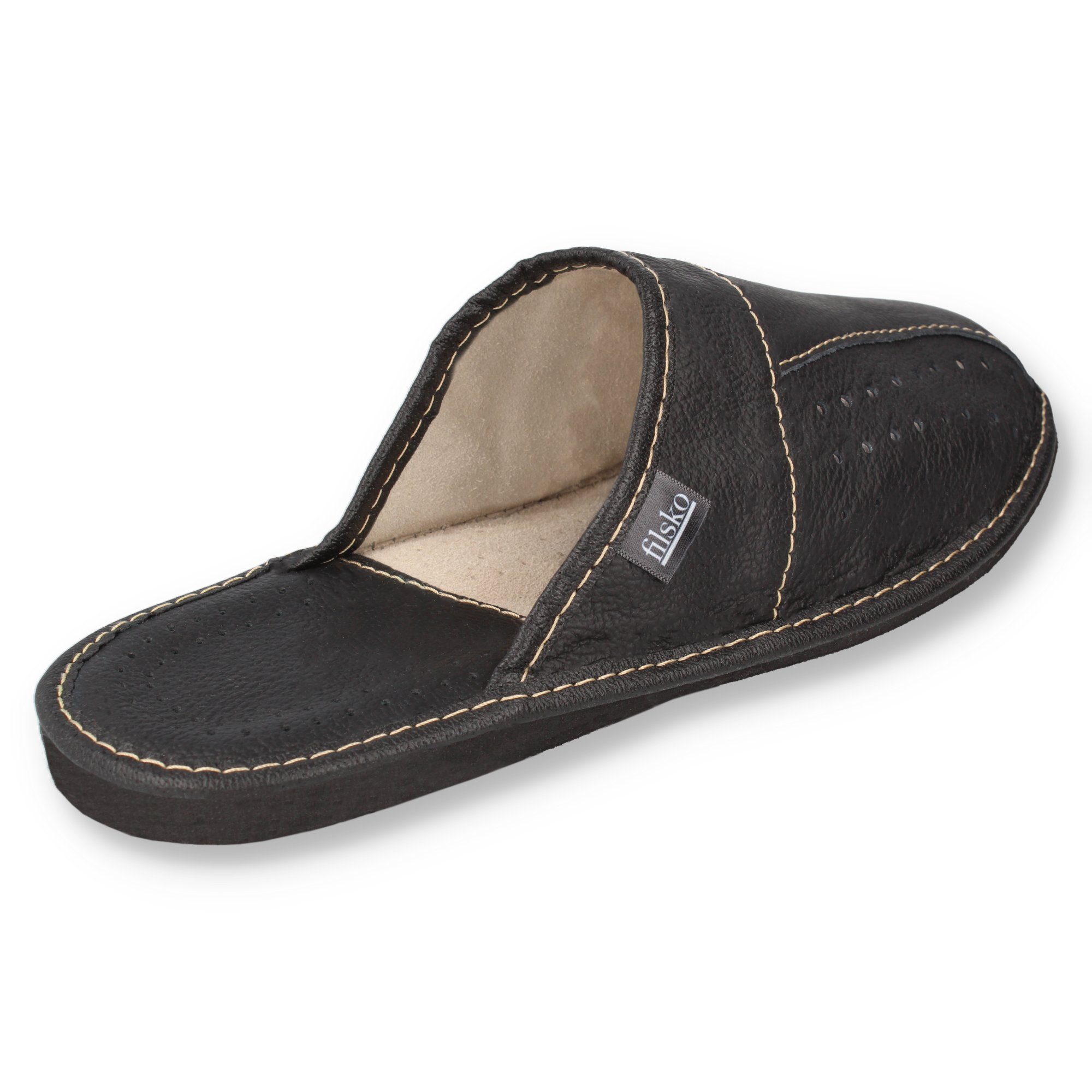 filsko Wolmar Herren Hausschuh (1 Paar, Obermaterial aus Leder) bis Schuhgröße 50, Pantoffeln, Slip-On