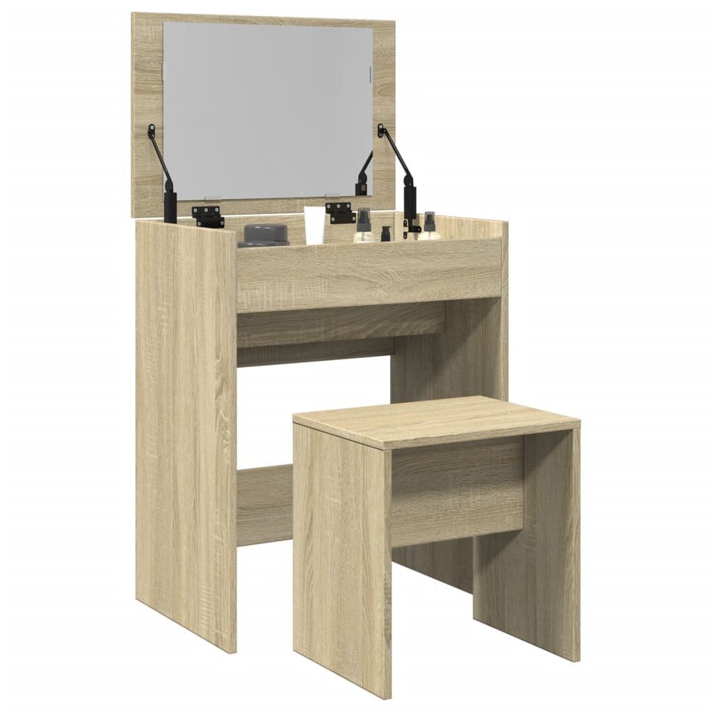 vidaXL Schminktisch Schminktisch mit Hocker Sonoma-Eiche 60x40x113,5 cm (1-St)