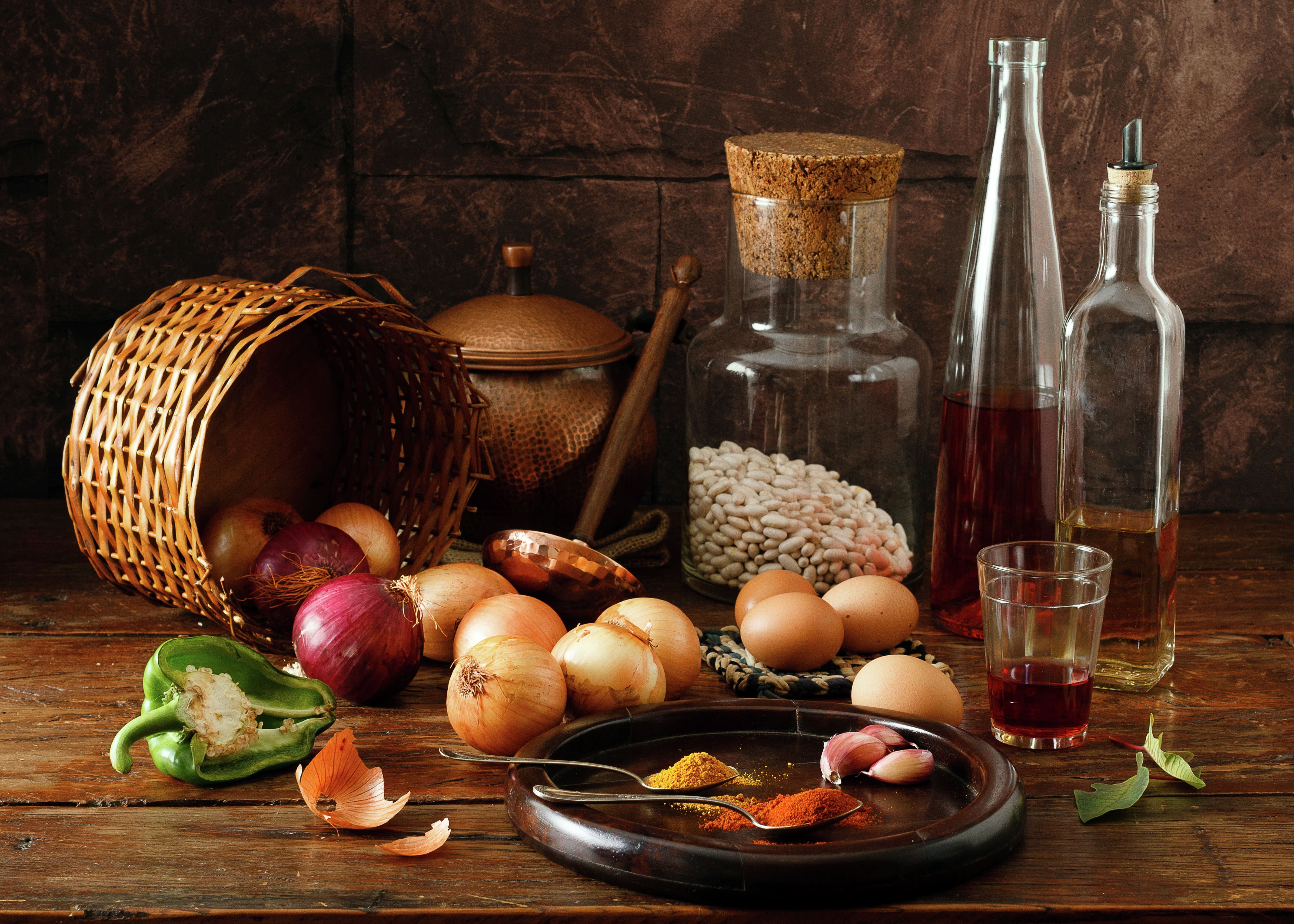 Papermoon Fototapete VLIES-Tapete Premium Küche Kochen Tisch Glas Nahrung E günstig online kaufen