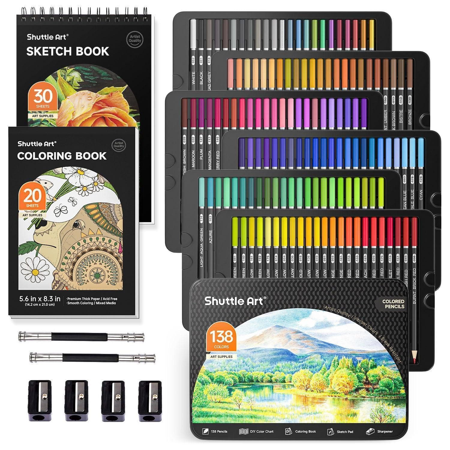 LuxusKollektion Buntstift Buntstifte 138 Farben + Malbuch & Zubehör