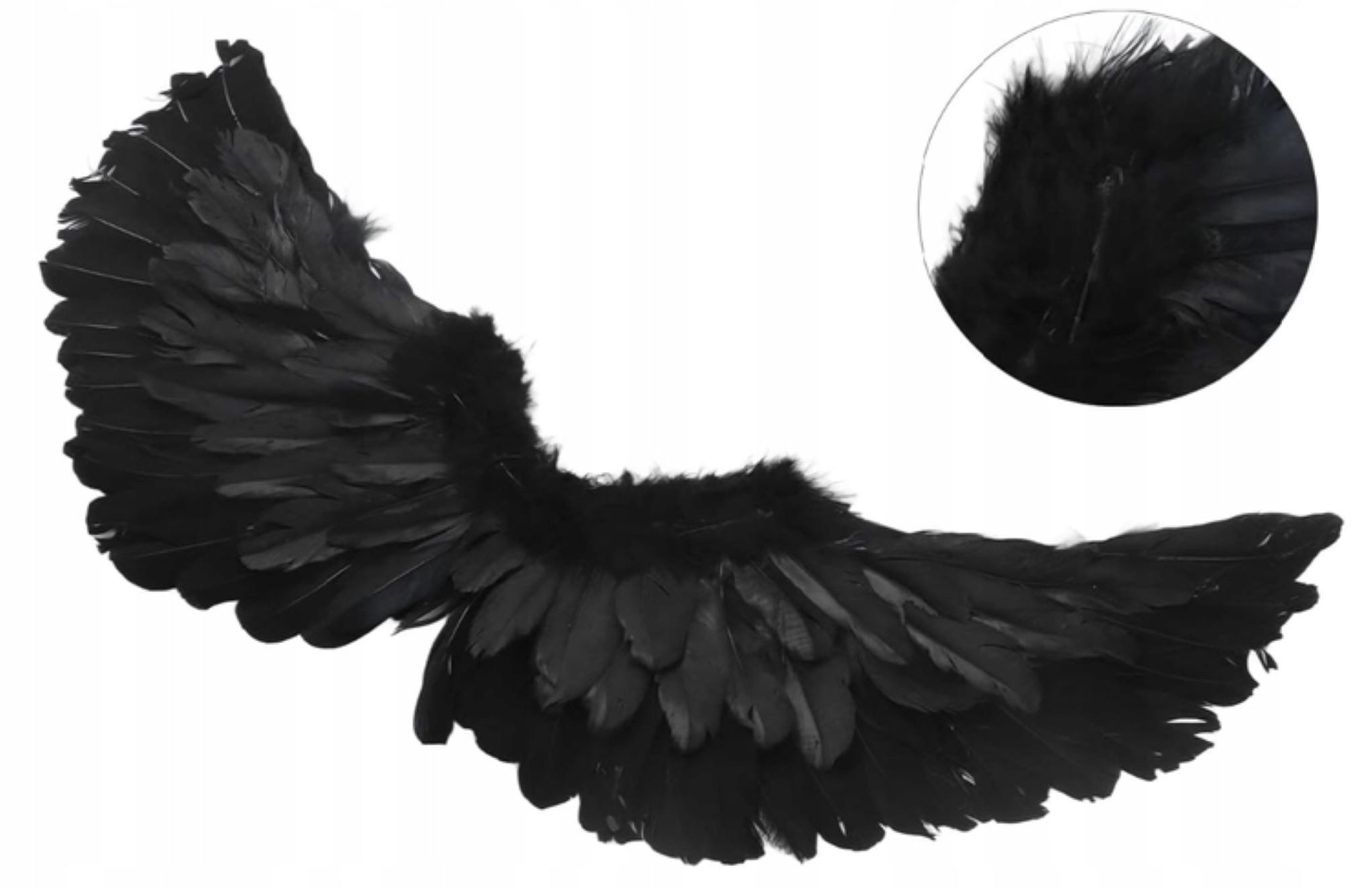 Festivalartikel Kostüm Schwarze Engelsflügel mit Federn – Kostümzubehör Halloween & Karneval.