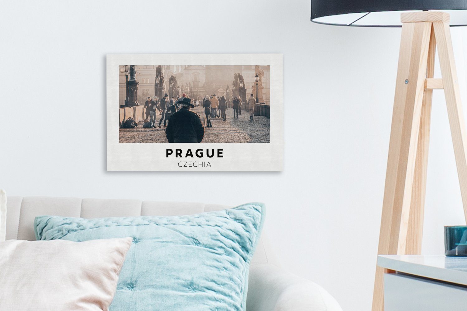 Brücke cm (1 Leinwandbilder, 30x20 Aufhängefertig, Wandbild Wanddeko, Prag Republik Tschechische - OneMillionCanvasses® Leinwandbild Architektur, - St), -