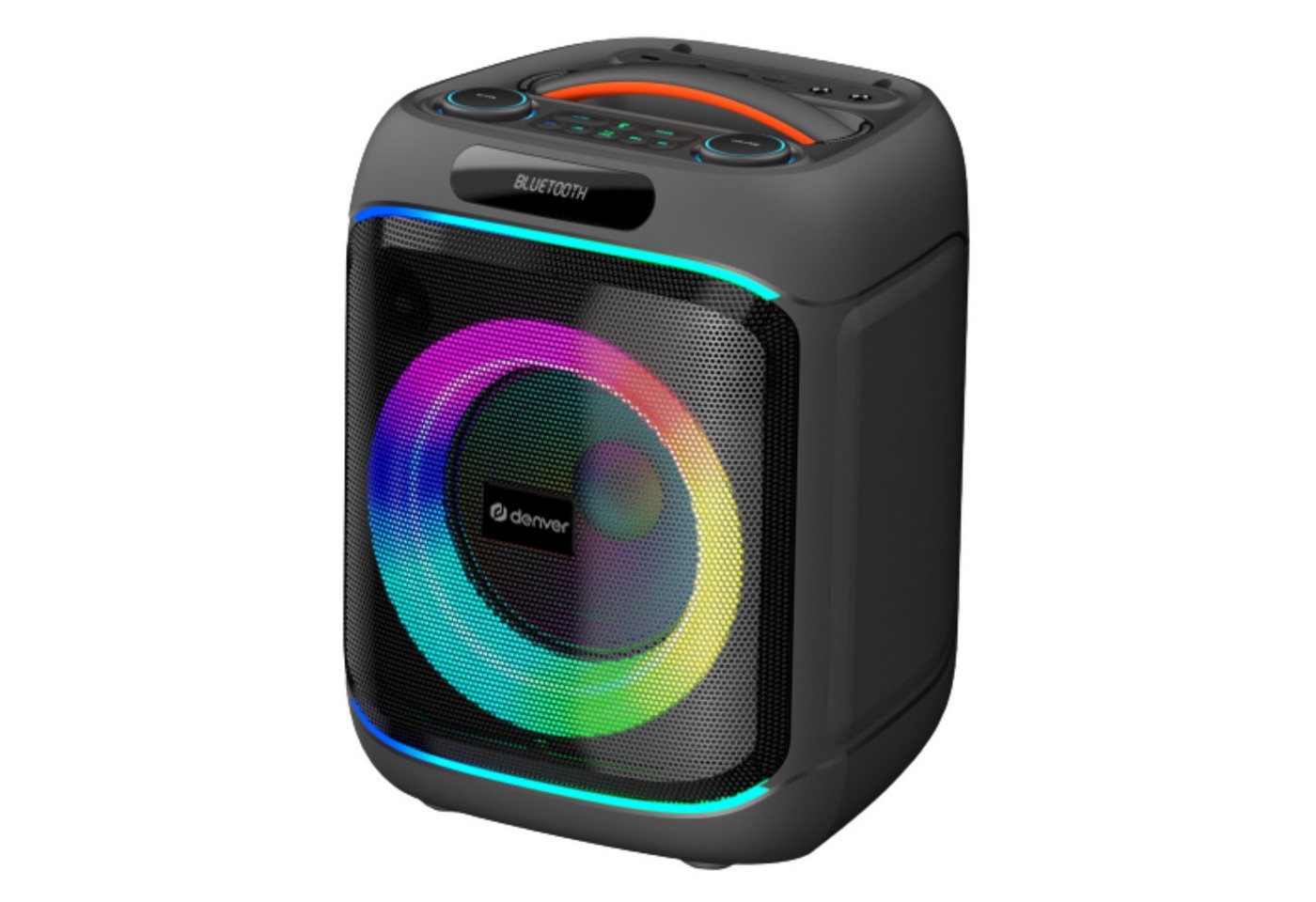 Denver BPS-270, Bluetooth Partylautsprecher 40W RMS mit 8" Woofer und TWS Party-Lautsprecher (40 W, tragbar, Griff, LED-Beleuchtung, TWS-Pairing möglich, Fernbedienung)
