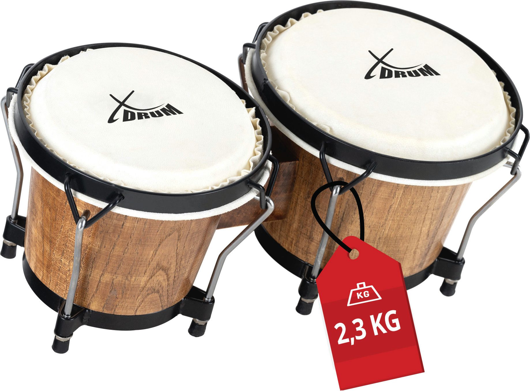 XDrum Bongo Bongos Club - 6" Macho und 7" Hembra, inkl. Stimmschlüssel, mit Naturfellen und professionellem Stimmsystem