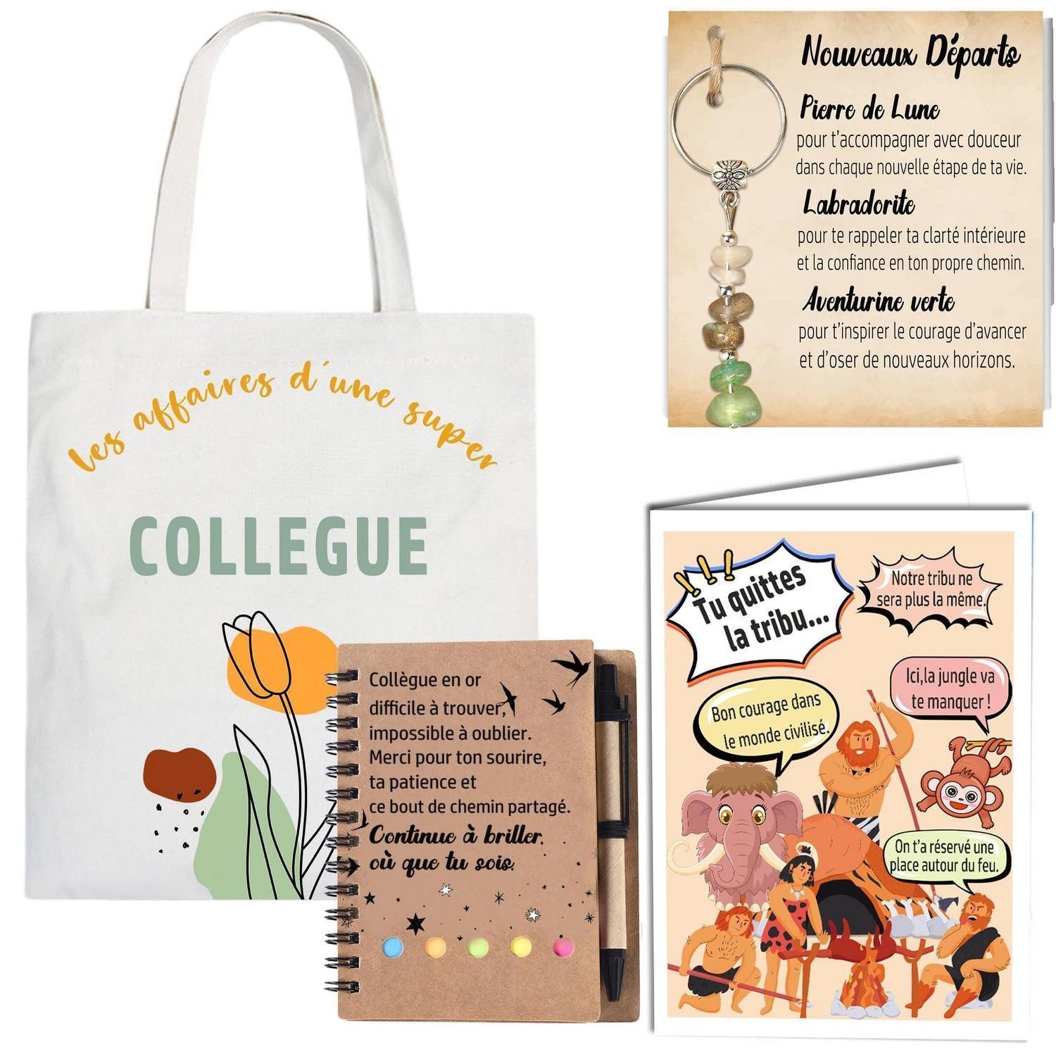LuxusKollektion Notizbuch Abschieds-Geschenkset Super Collègue Tasche Schlüssel