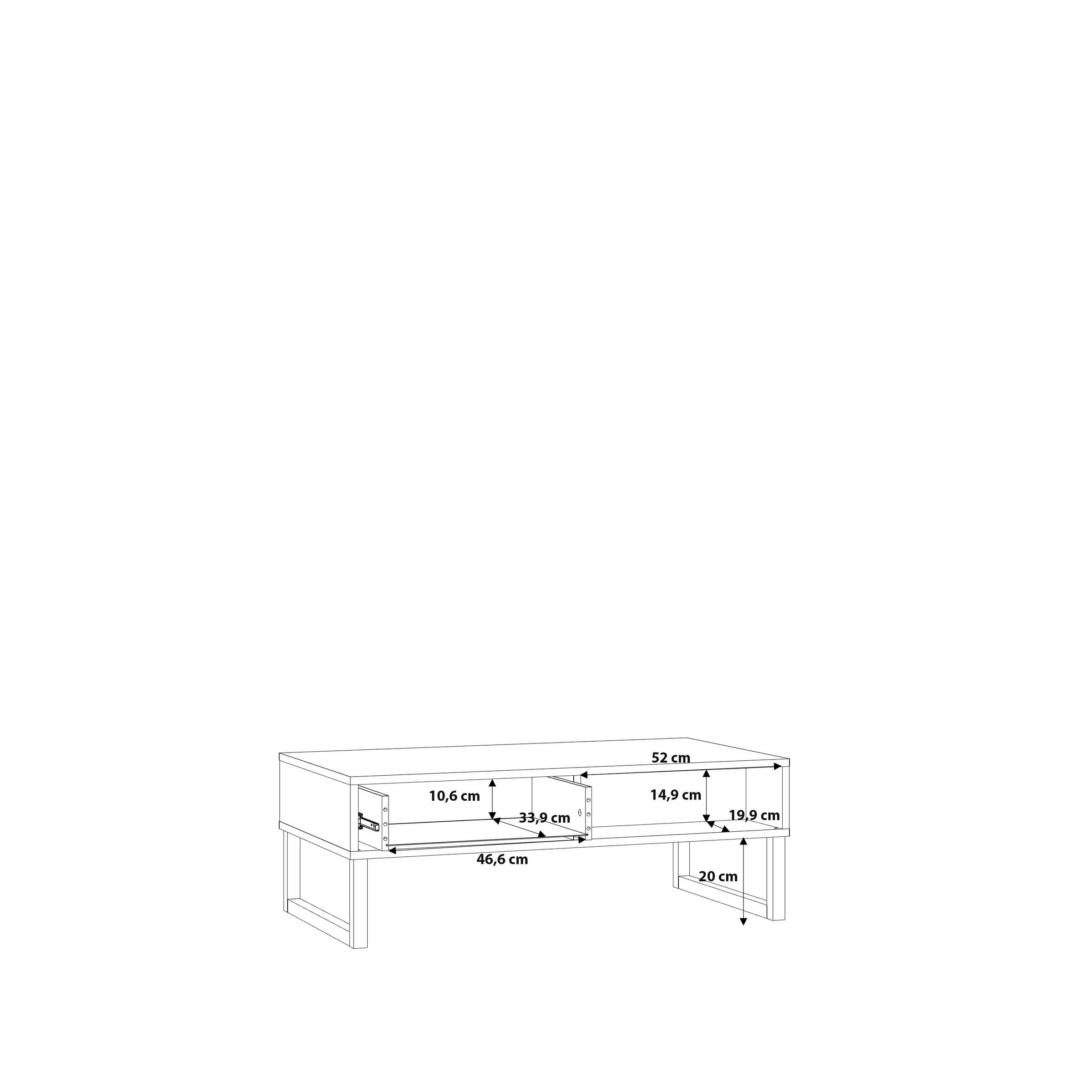 freiraum Couchtisch BRETANIA, 2 Faächer, 2 Schubladen, in Salbei - 109,8x39x62,6cm (BxHxT)