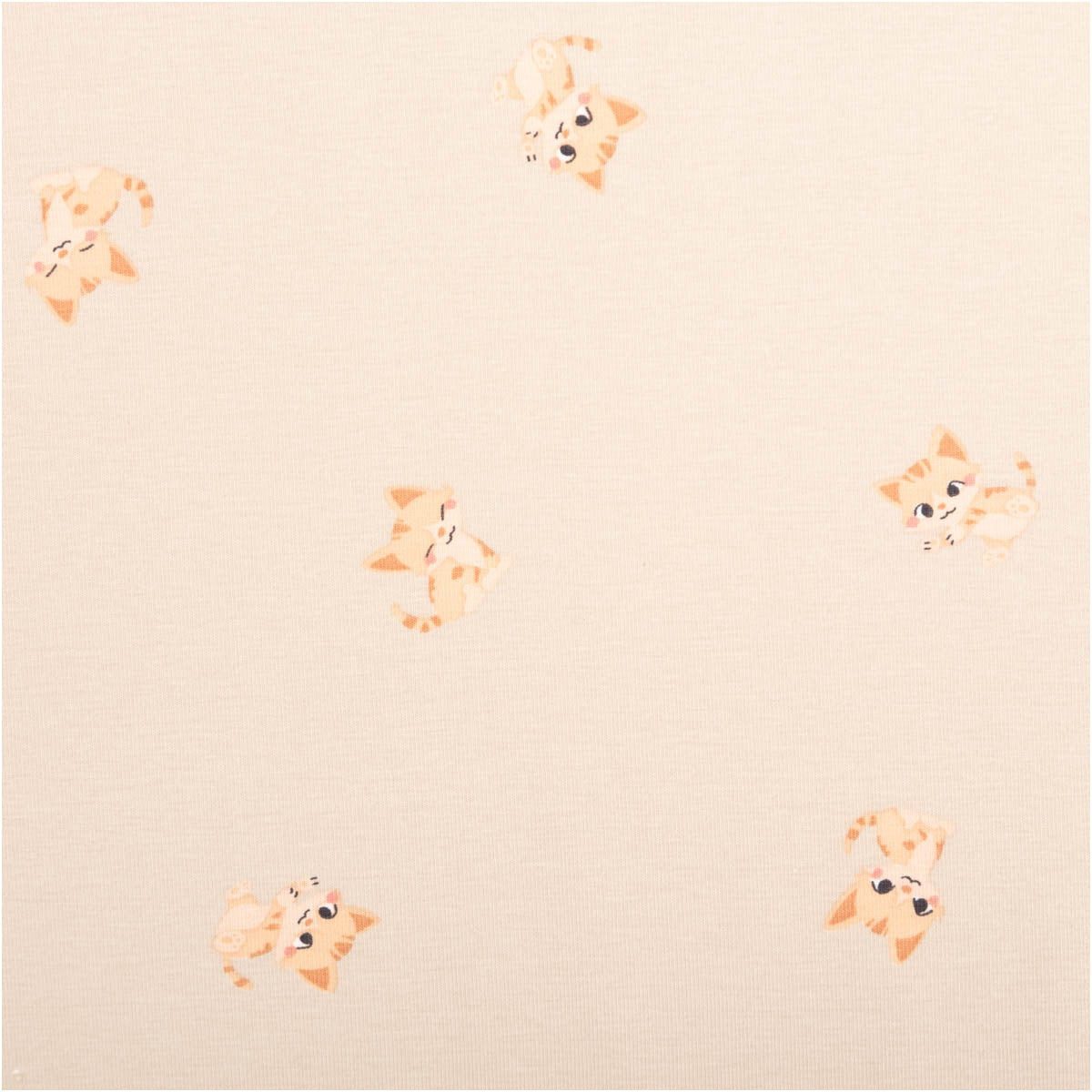 SCHÖNER LEBEN. Stoff Jersey Stoff Meterware Baumwolljersey Katzen sand 145cm, allergikergeeignet