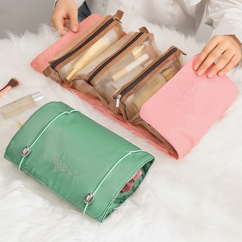 Blusmart Kulturbeutel 4-in-1-Make-up-Taschen (Abnehmbare Kosmetiktasche, Große Kapazität, Tragbar, faltbar), Für Reisen, Kosmetika, Aufbewahrung, Kulturbeutel