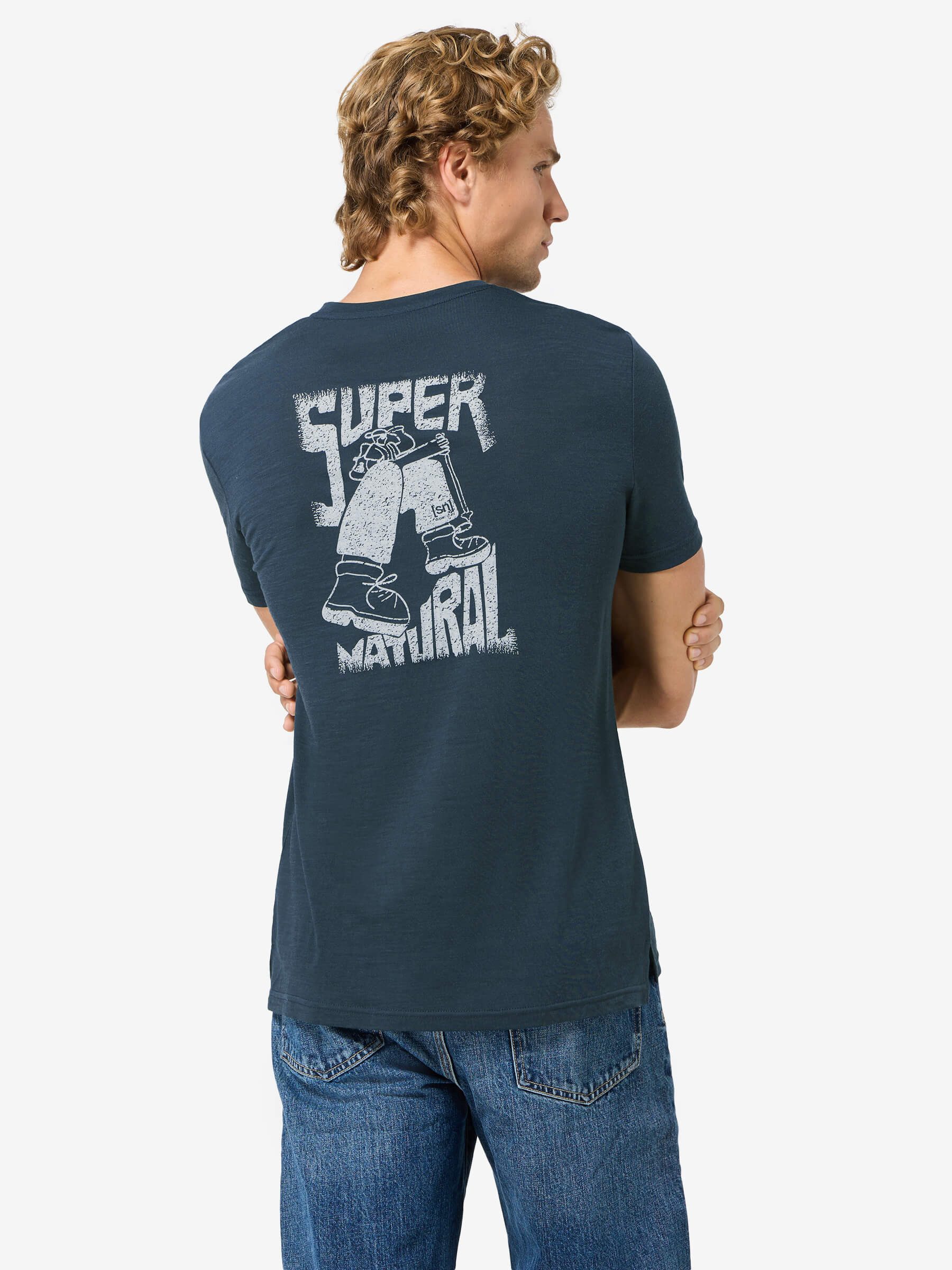 SUPER.NATURAL T-Shirt für Herren,Merino M PEAK LOVERS TEE mit Berg-Motiv, atmungsaktiv