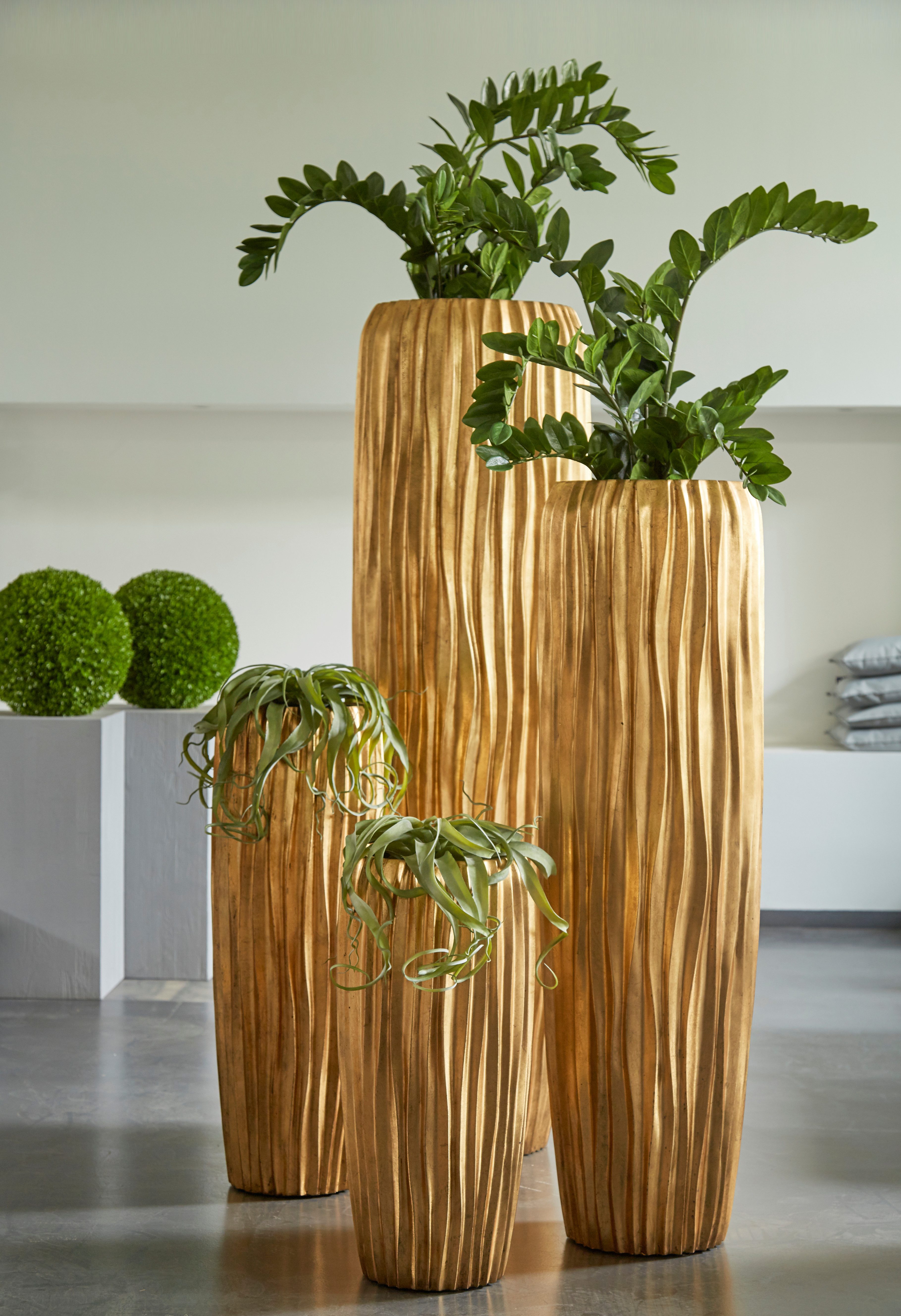 Flingora Bodenvase Minga, mit Einsatz - Fiberglas - Indoor - Gold - Höhe 75 günstig online kaufen