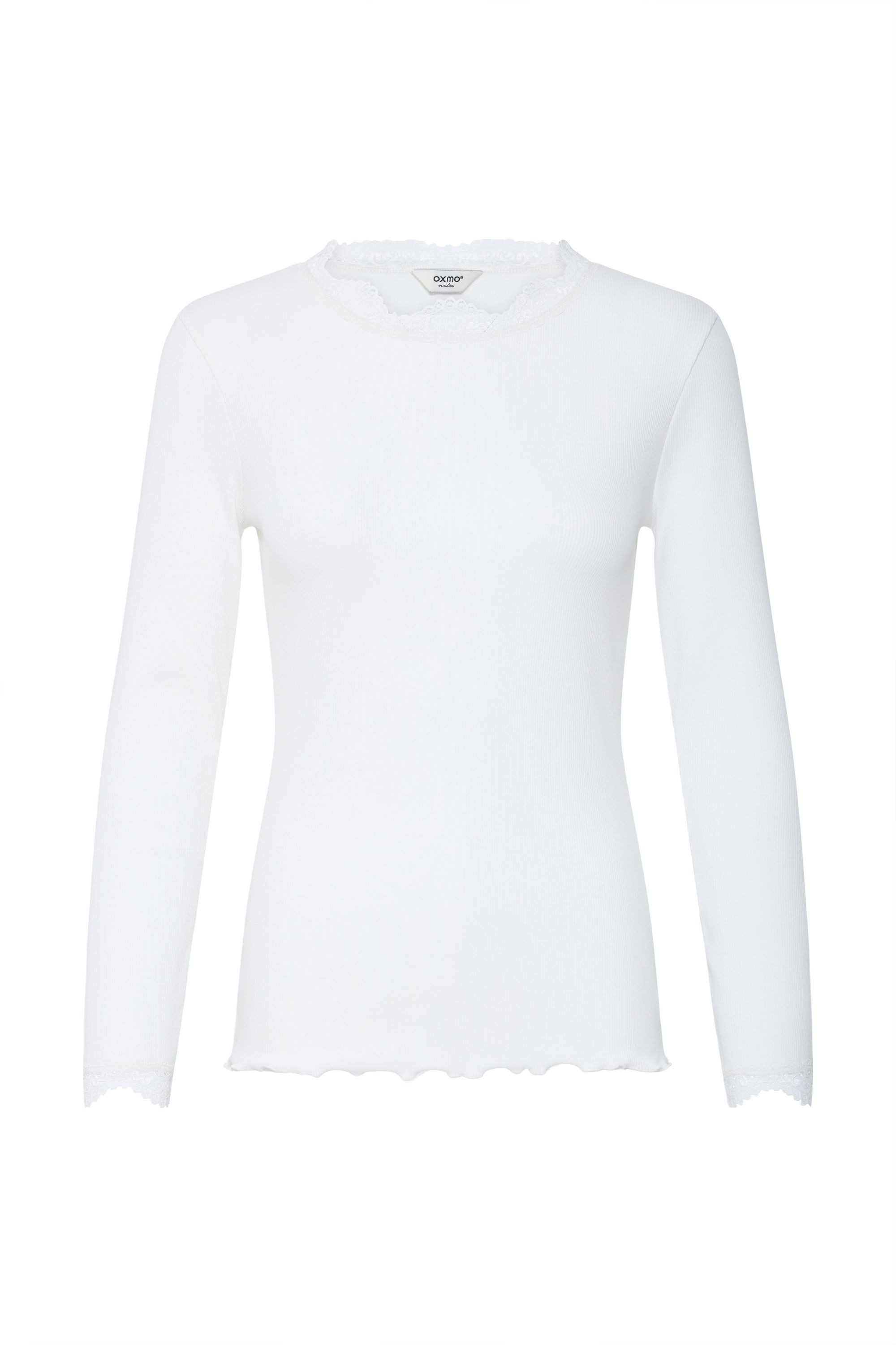 OXMO Langarmshirt OXNSuna Rib Longssleeve mit Spitzen Details