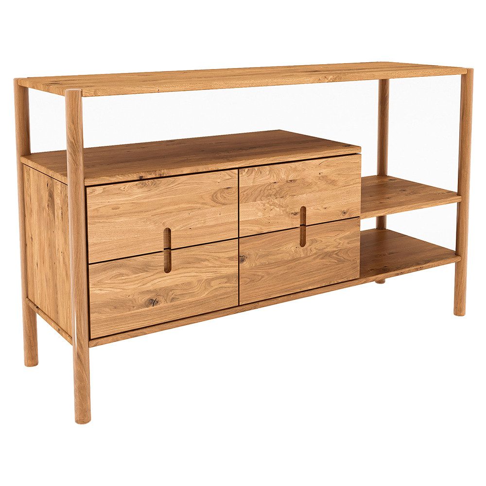 Lomadox Regal PORI-165, Regalschrank, Eiche massiv geölt, montierte Lieferung