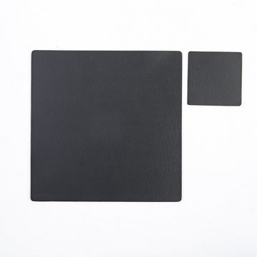 Platzset, PS01-VL-Schwarz-01, COLOGNELEDER, (1 x Telleruntersetzer 28 cm x 28 cm + 1 x Glasuntersetzer 10 cm x 10 cm-St), echtes Leder, Ledereigenschaften