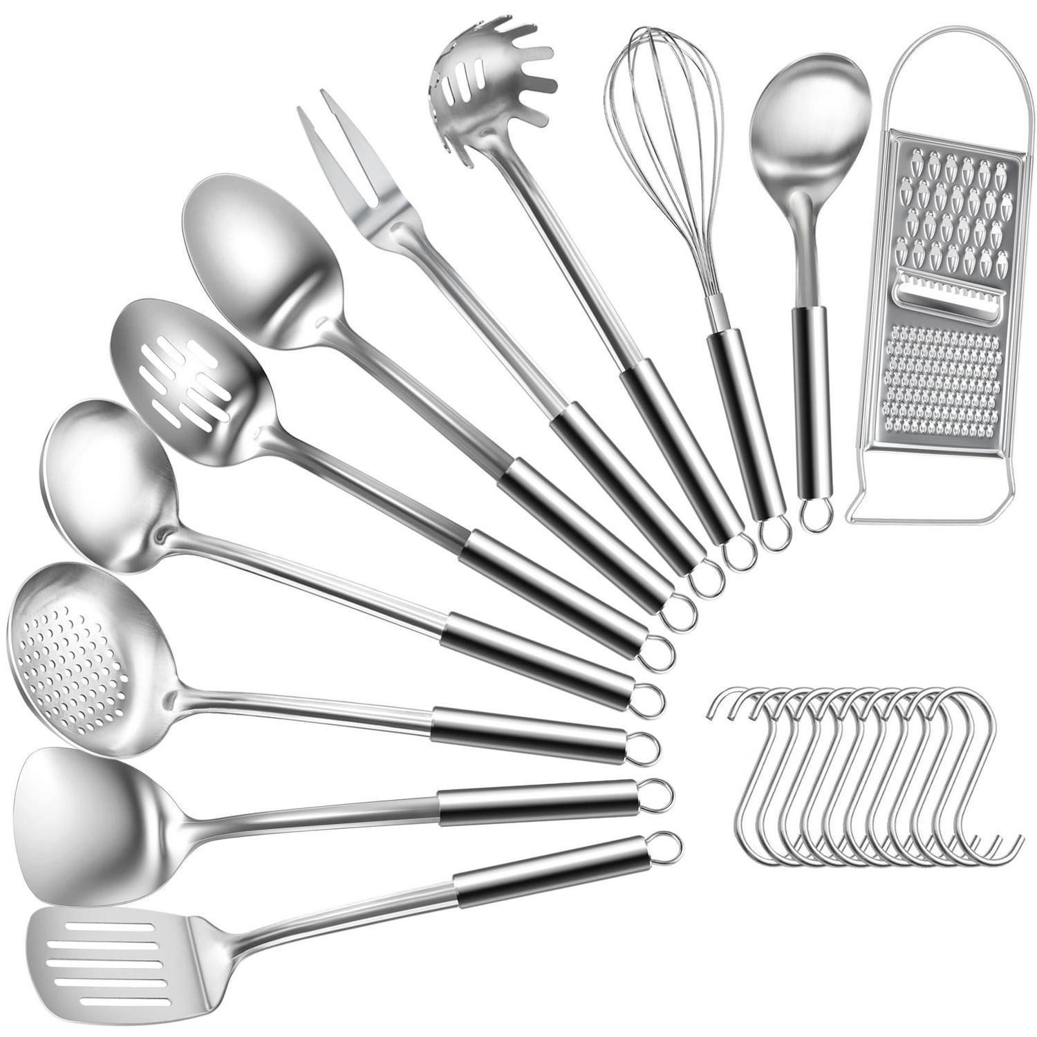 LuxusKollektion Kochbesteck-Set Küchenhelfer Set 22-Teilig Edelstahl Silber