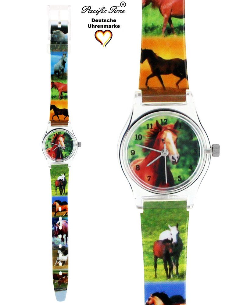 Pacific Time Quarzuhr Kinder Armbanduhr Pferd Kunststoffarmband, Gratis Versand