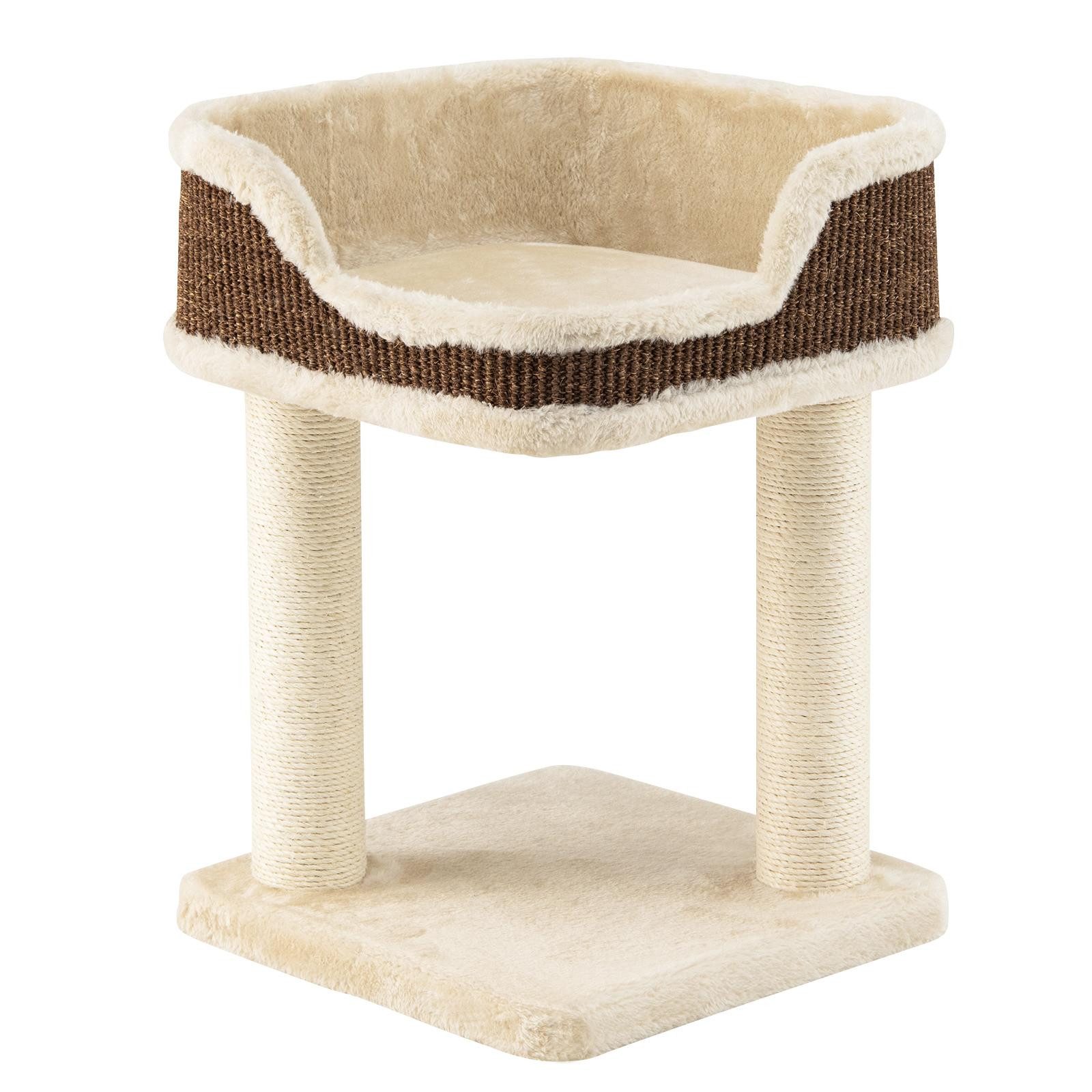 KOMFOTTEU Kratzbaum Katzenbaum, mit gepolstertem Sitzbrett, Sisal-Kratzstämmen & weiche Matte