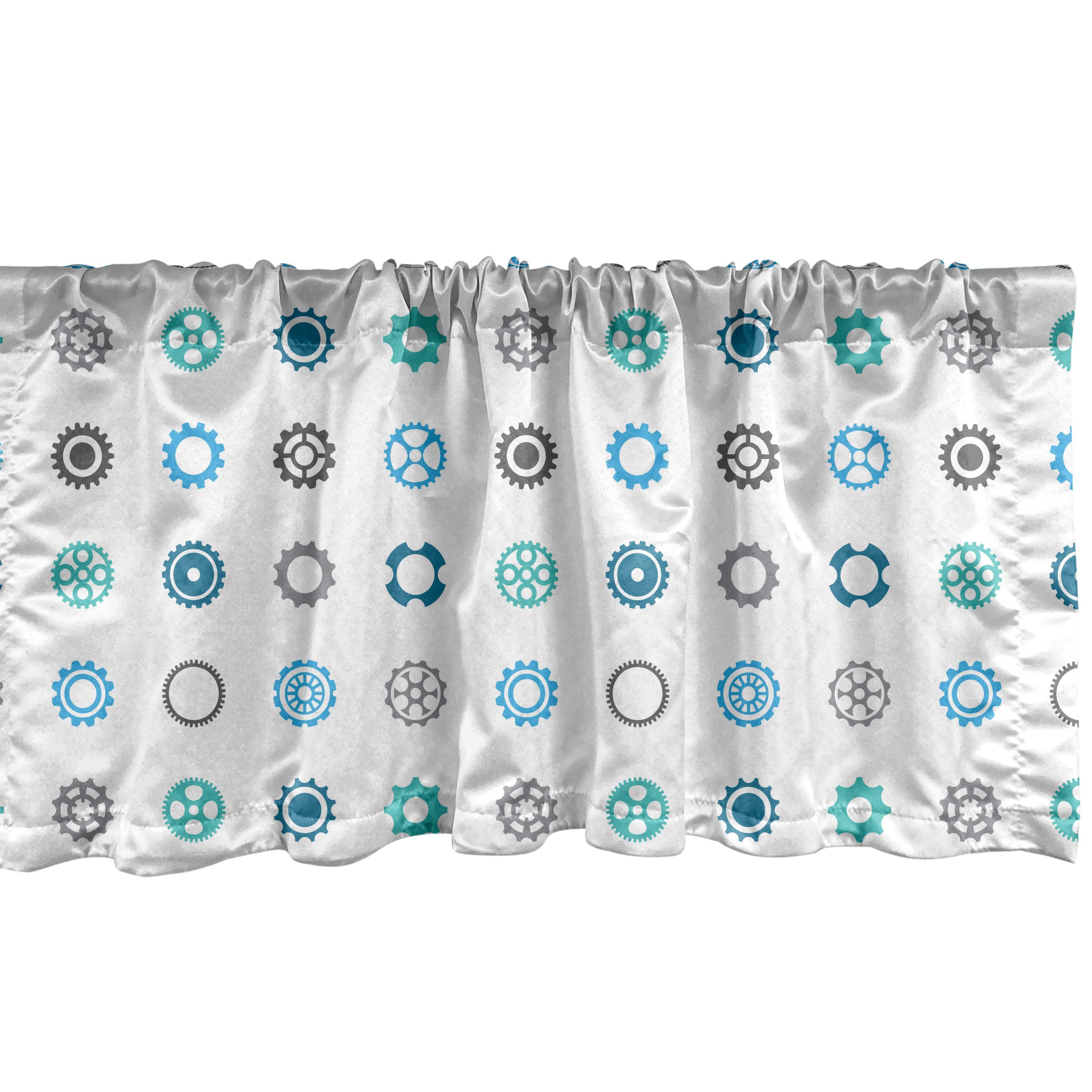Scheibengardine Vorhang Volant für Küche Schlafzimmer Dekor mit Stangentasche, Abakuhaus, Microfaser, industriell Radsätze Kunst-Muster