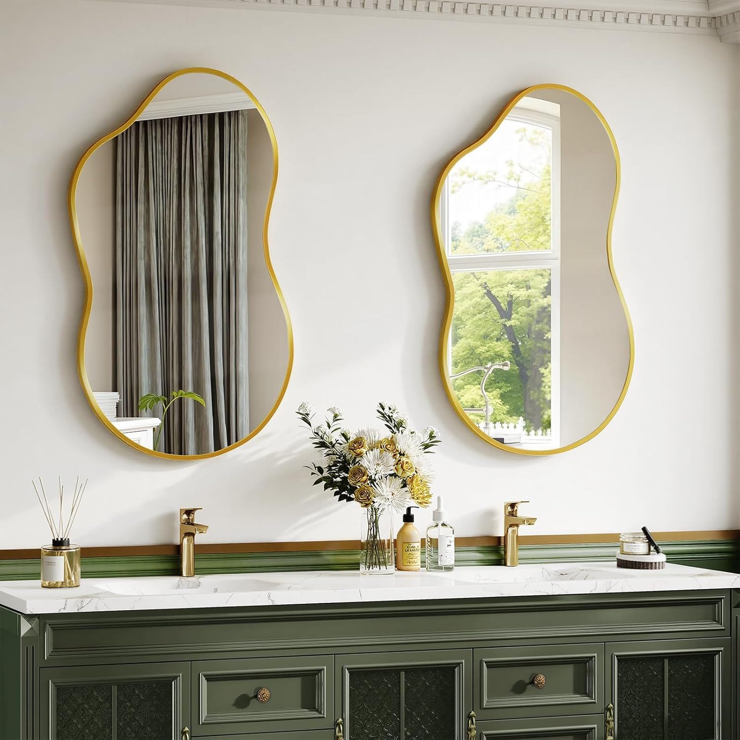TLGREEN Dekospiegel Wandspiegel, (Wolkenspiegel mit Gehärtetes Glas, Aluminiumrahmen), für Wohnzimmer Schlafzimmer Badezimmer