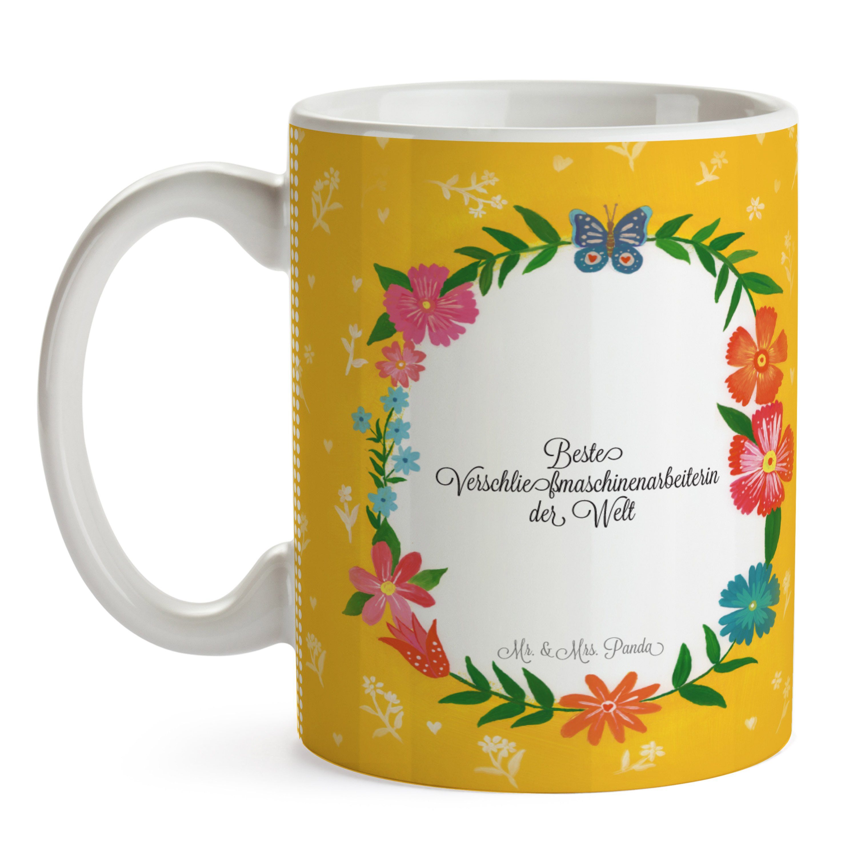 Tee, Mrs. & Schenken, Mr. Kaffeebecher, - Geschenk, Tasse Keramik Verschließmaschinenarbeiterin Panda