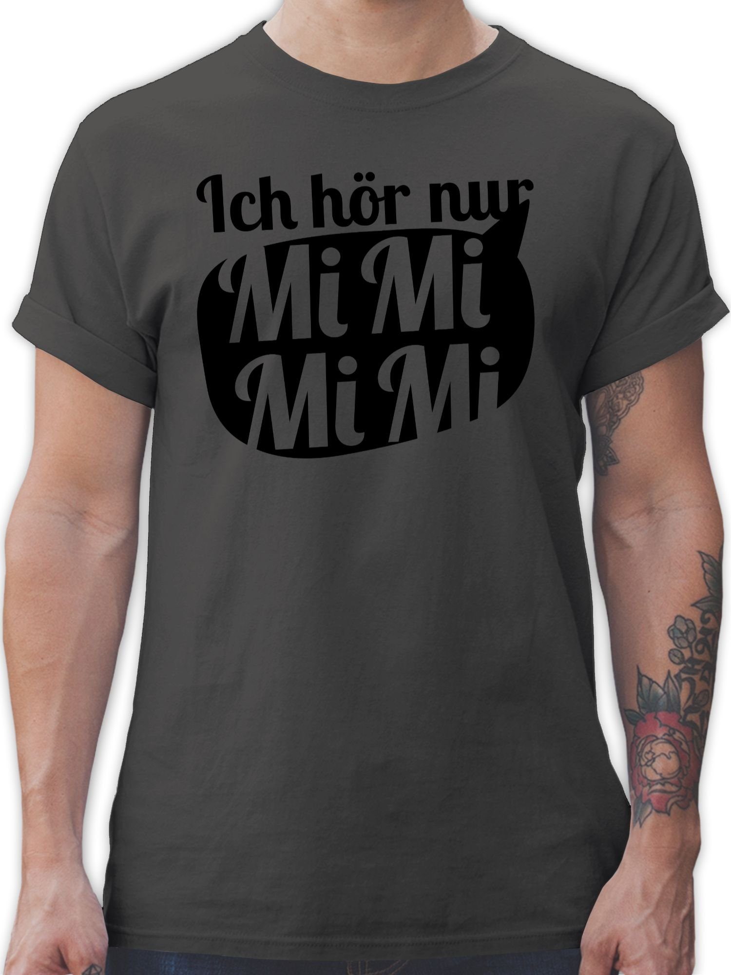 Shirtracer T-Shirt Ich hör nur MIMIMI mit Sprechblase - schwarz Sprüche Statement 3 Dunkelgrau
