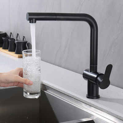 HOMELODY Küchenarmatur Wasserhahn Küche ausziehbar Hochdruck 360° drehbar Mischbatterie edelstahl Spültischarmatur mit Ausziehbar Brause