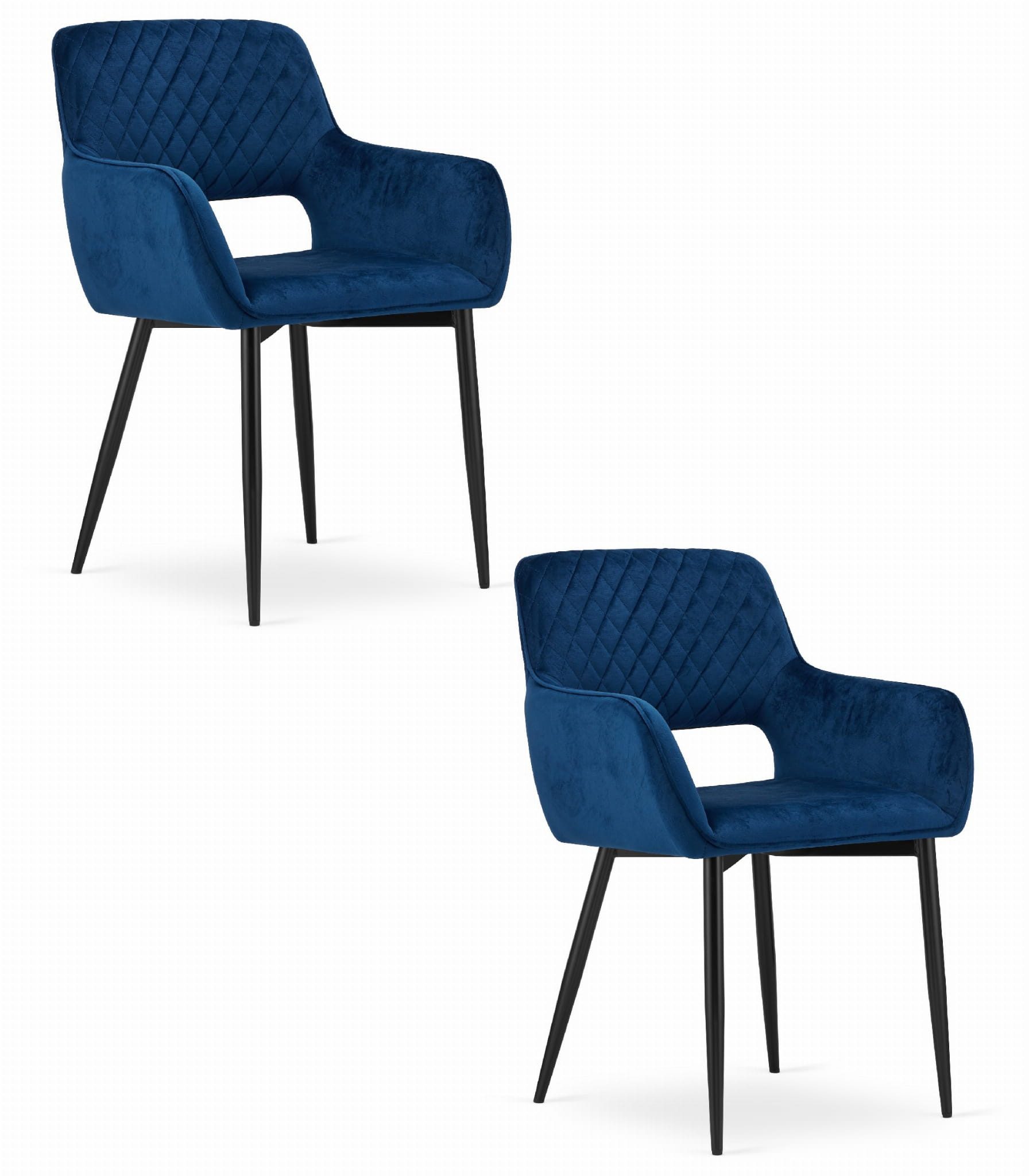Esszimmerstuhl Esszimmerstuhl in Blau – Samtgestepptes Design mit Metallbeinen