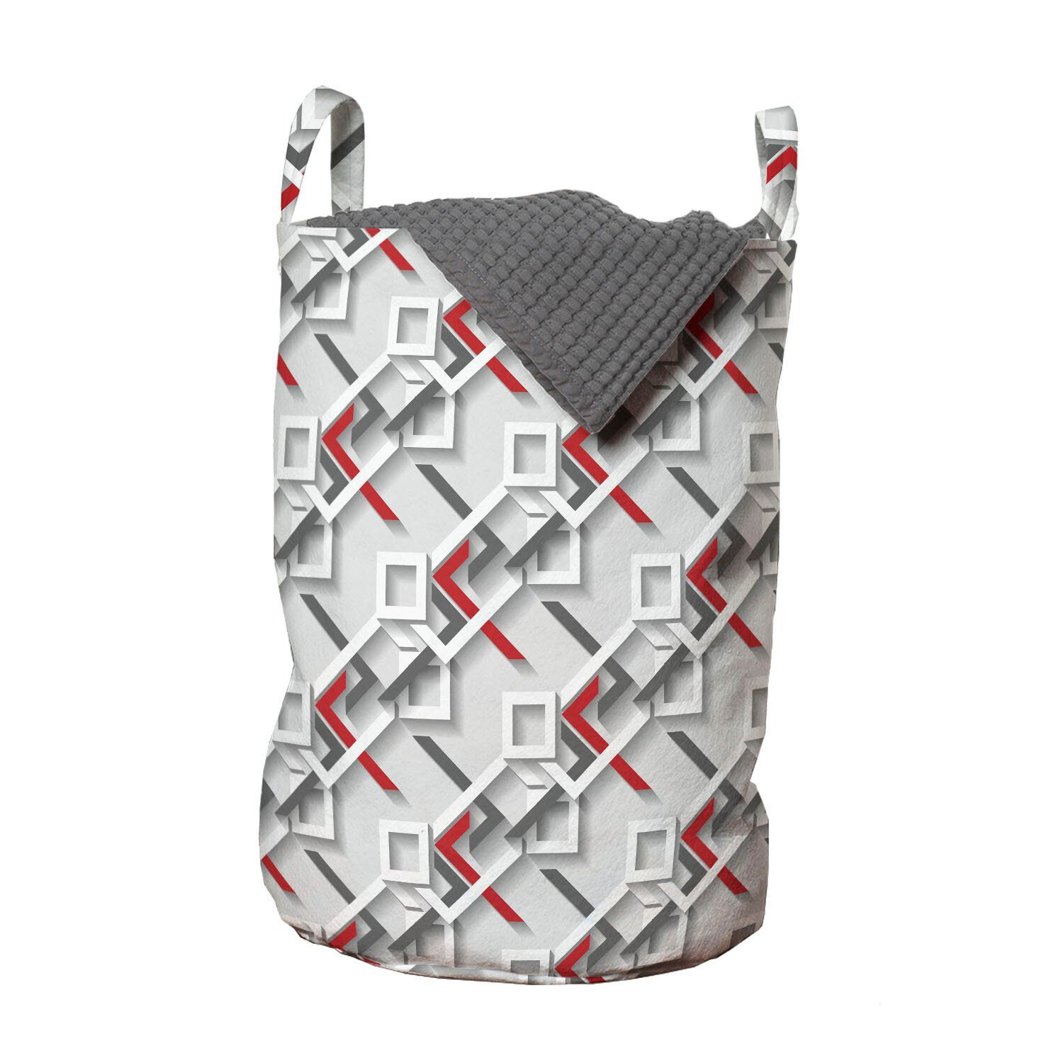 Abakuhaus Wäschesäckchen Wäschekorb mit Griffen Kordelzugverschluss für Waschsalons, Geometrisch Moderne Grid Design-