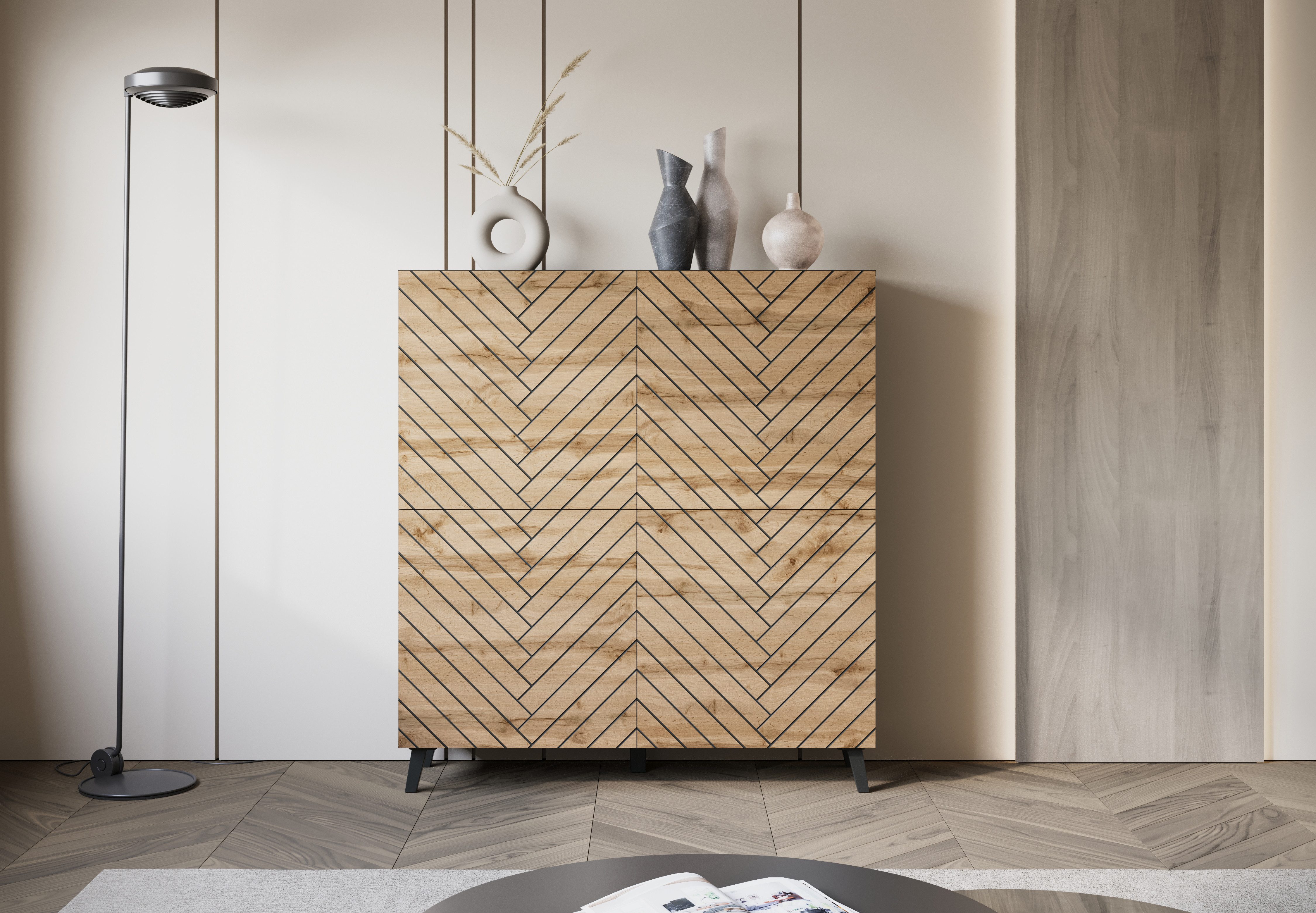 Home affaire Highboard Phuket, Front MDF, moderne Kommode mit 4 Türen und 8 günstig online kaufen