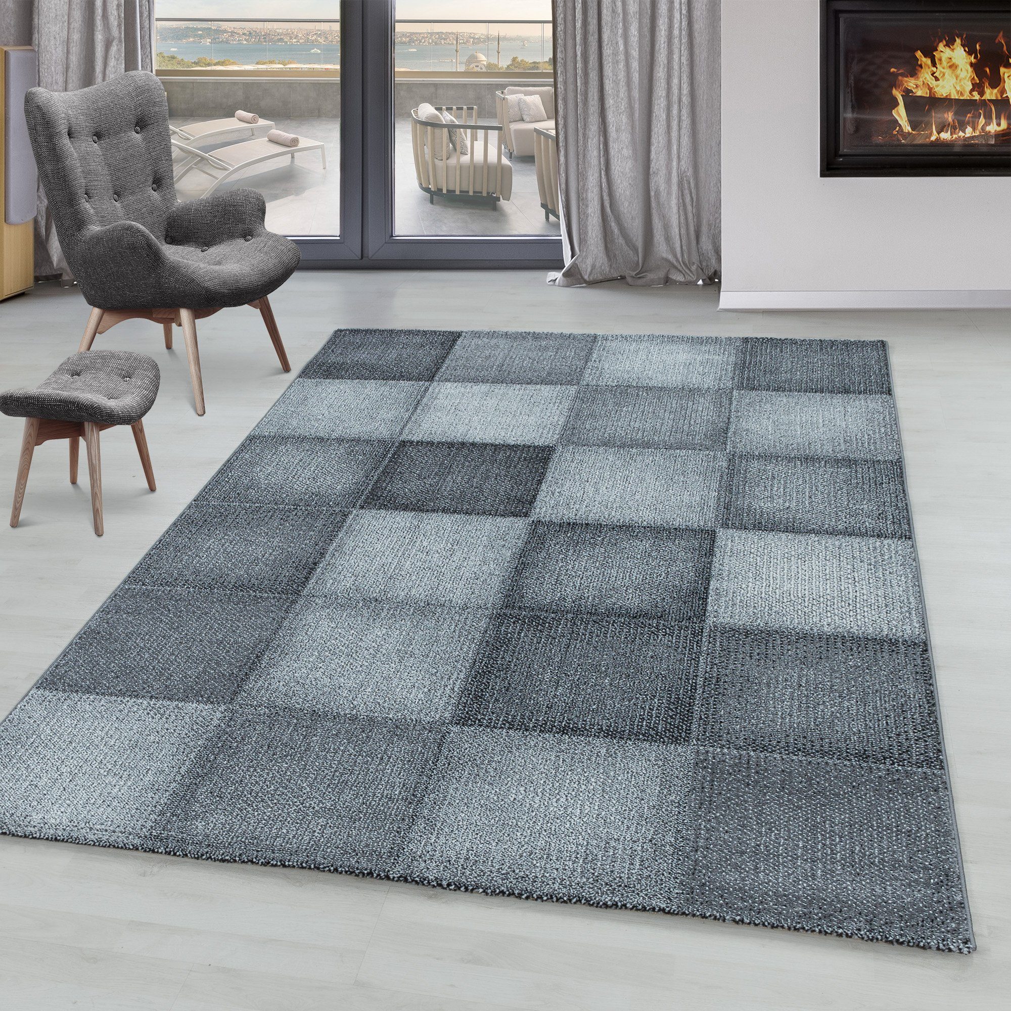 SIMPEX24 Teppich Kariert Design, Rechteckig, Höhe: günstig online kaufen
