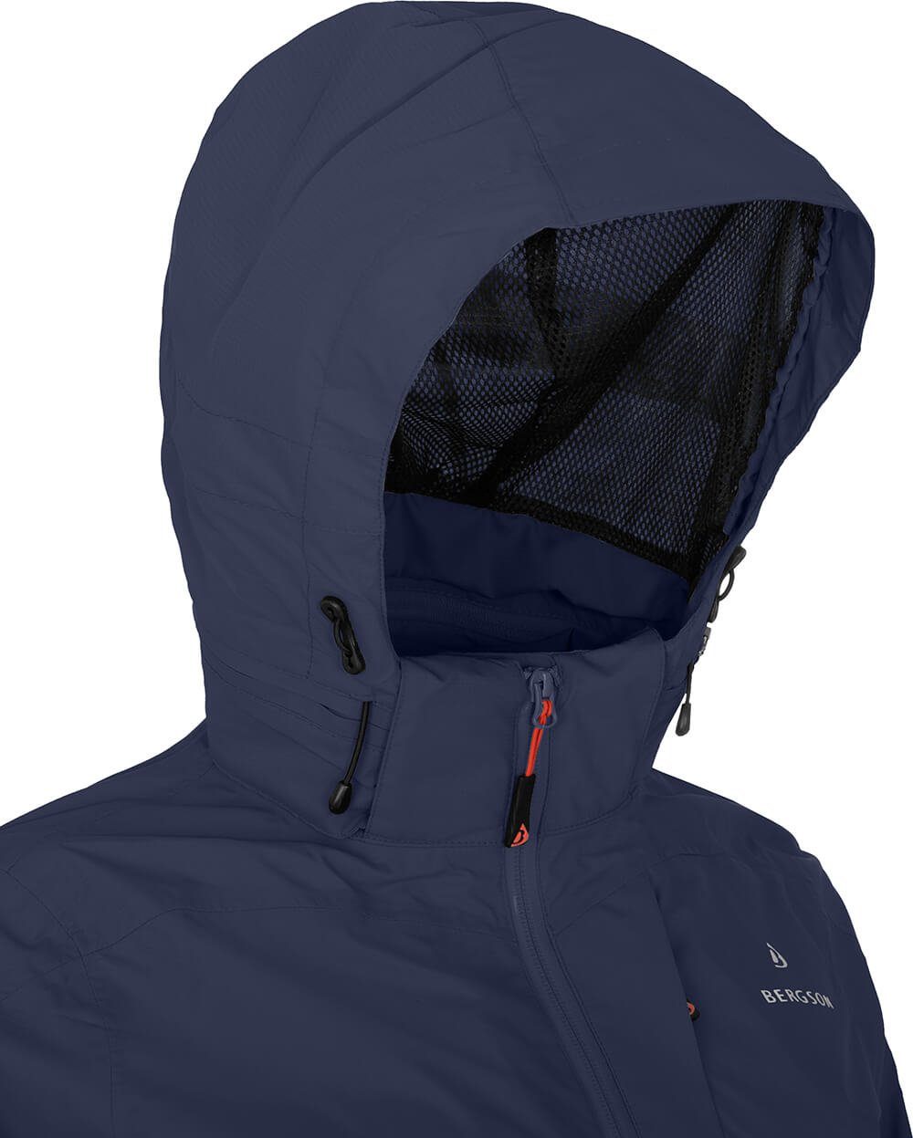 blau Outdoorjacke mm Rad-Regenjacke, peacoat Normalgrößen, Netzfutter, Wassersäule, Bergson Damen 12000 VALDIVIA