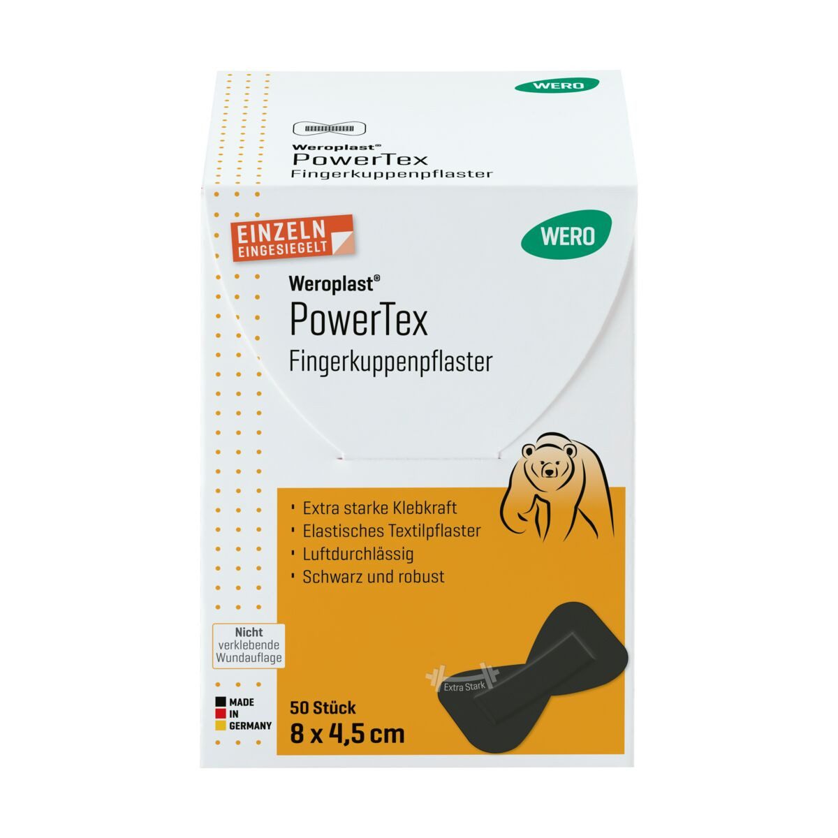 Weroplast® Wundpflaster PowerTex Fingerkuppenpflaster - zuverlässig & robust (50 St), Fingerkuppenpflaster