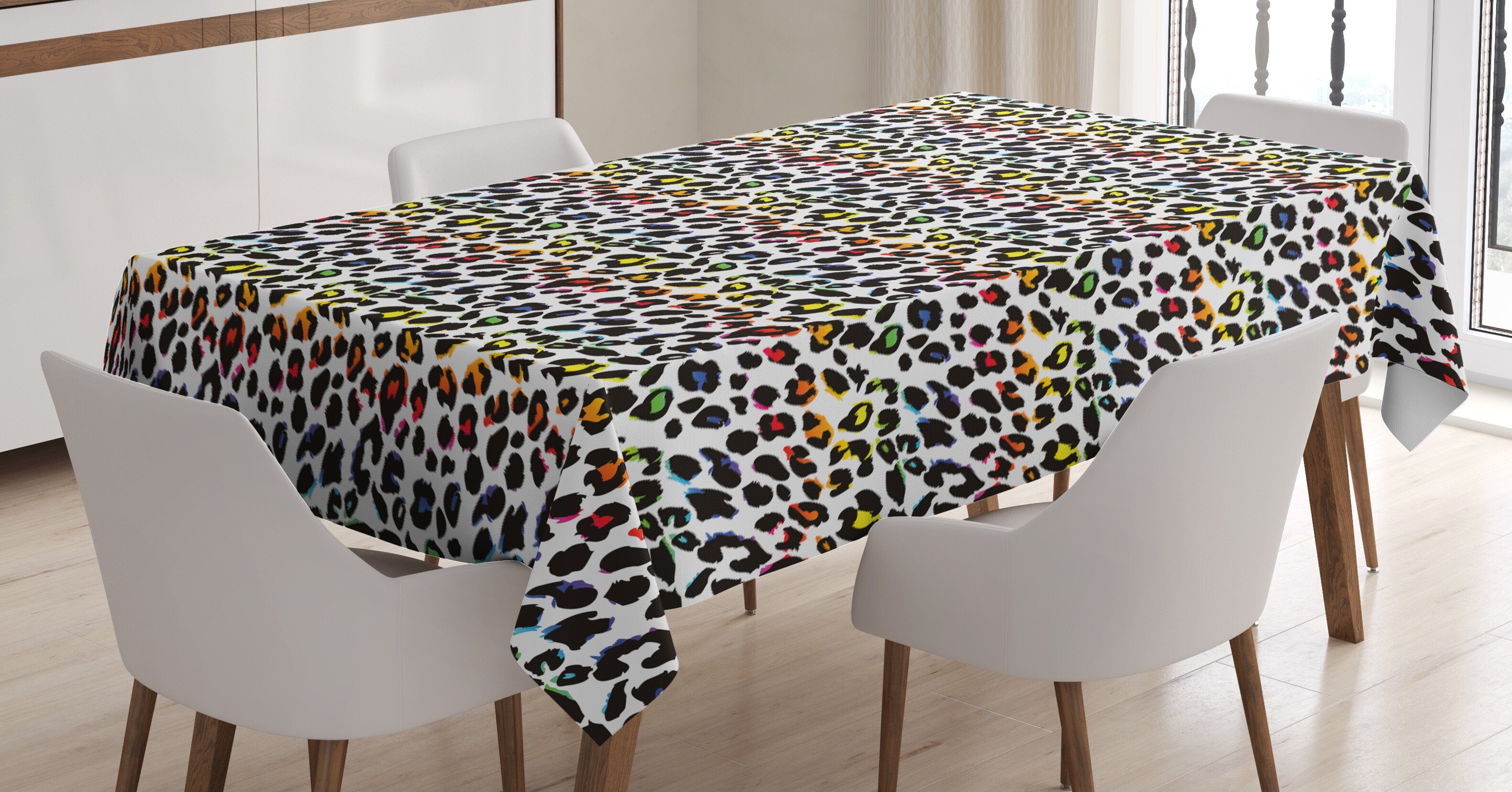 Abakuhaus Bereich Für Farben, den Säugetier Leopard-Druck geeignet Waschbar Tischdecke Bunte Außen Farbfest Klare