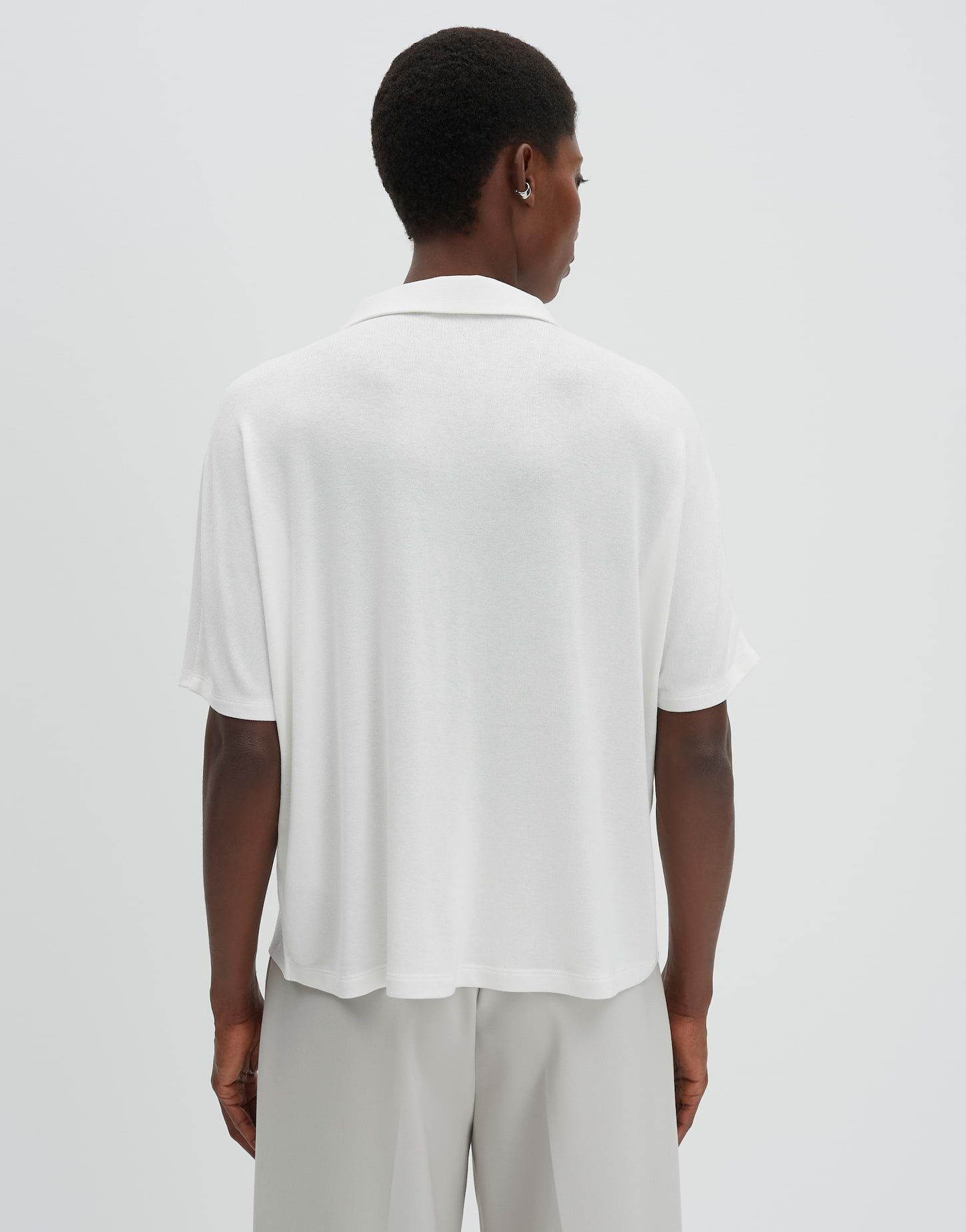someday Kurzarmshirt Keliane aus Materialmix Falte vorn, V-Ausschnitt mit Polokragen für edle Looks