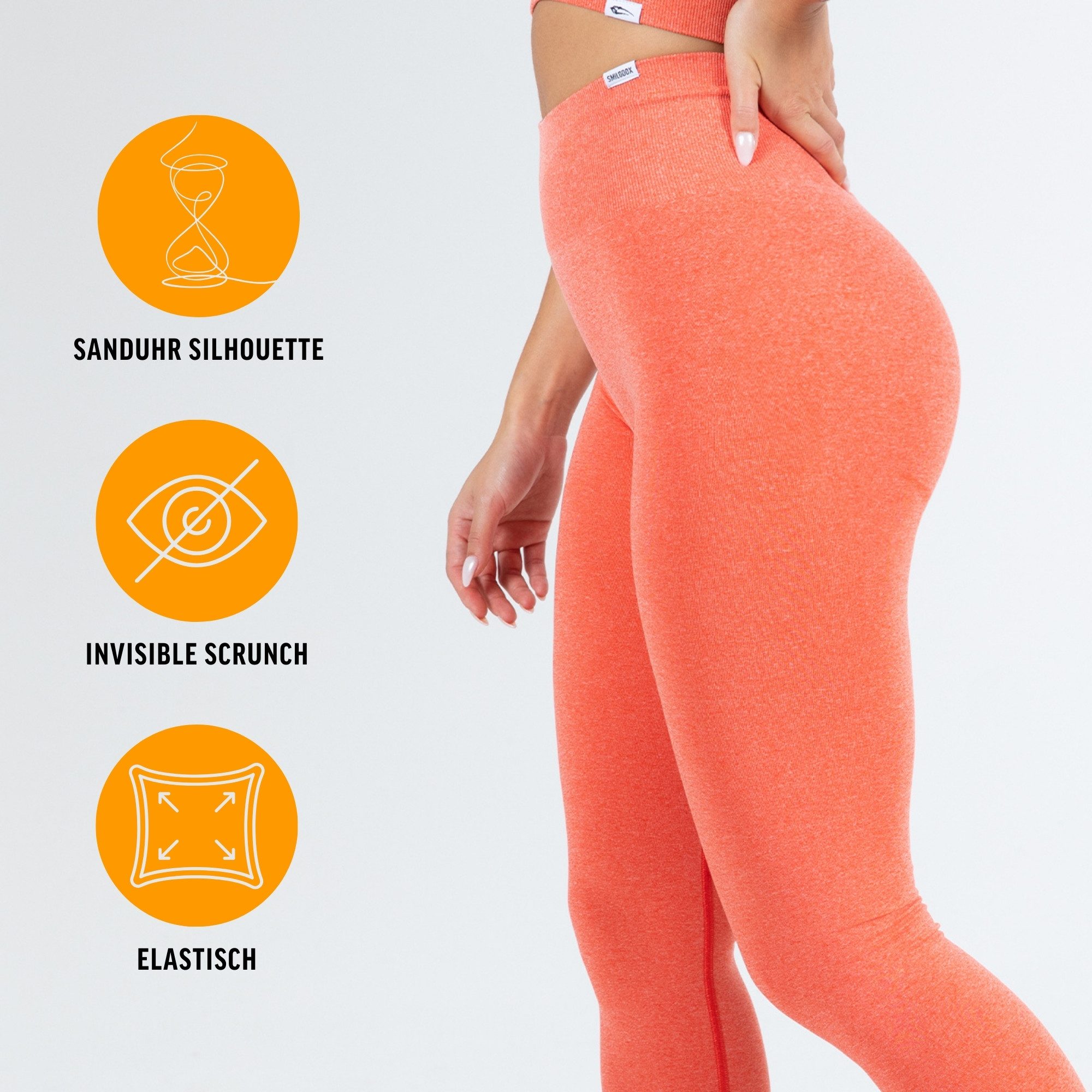 Smilodox Leggings Amaze Pro mit Scrunch-Effekt, High Waist V-Shape Sport & Yogahose Seamless Push Up Booty Fitnesshose Blickdicht Yoga Gym Figurformend
