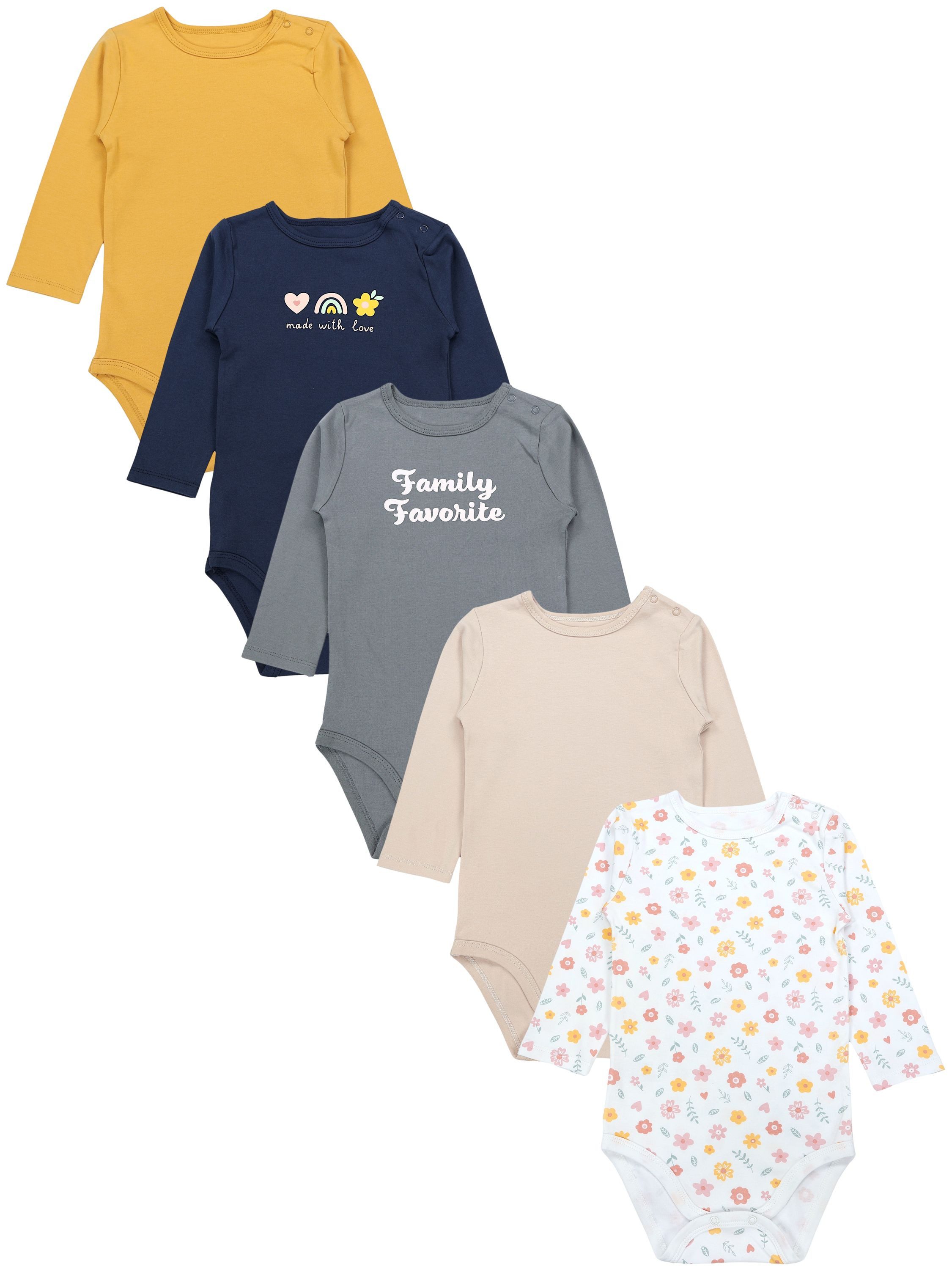 TupTam Langarmbody Baby Langarmbodys, bedruckt Unisex 5er-Pack