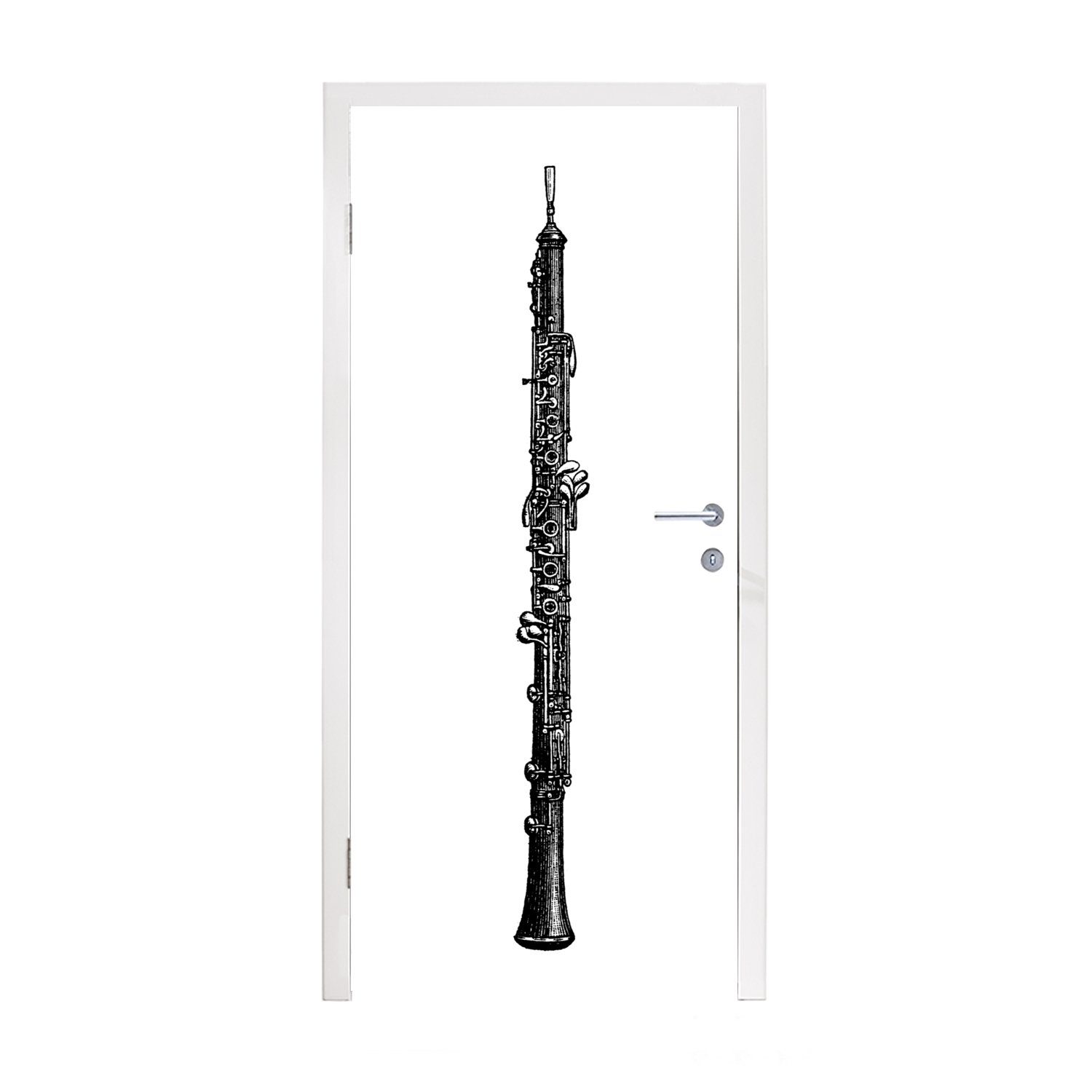 MuchoWow Türtapete Eine antike Illustration einer Oboe, Matt, bedruckt, (1 St), Fototapete für Tür, Türaufkleber, 75x205 cm