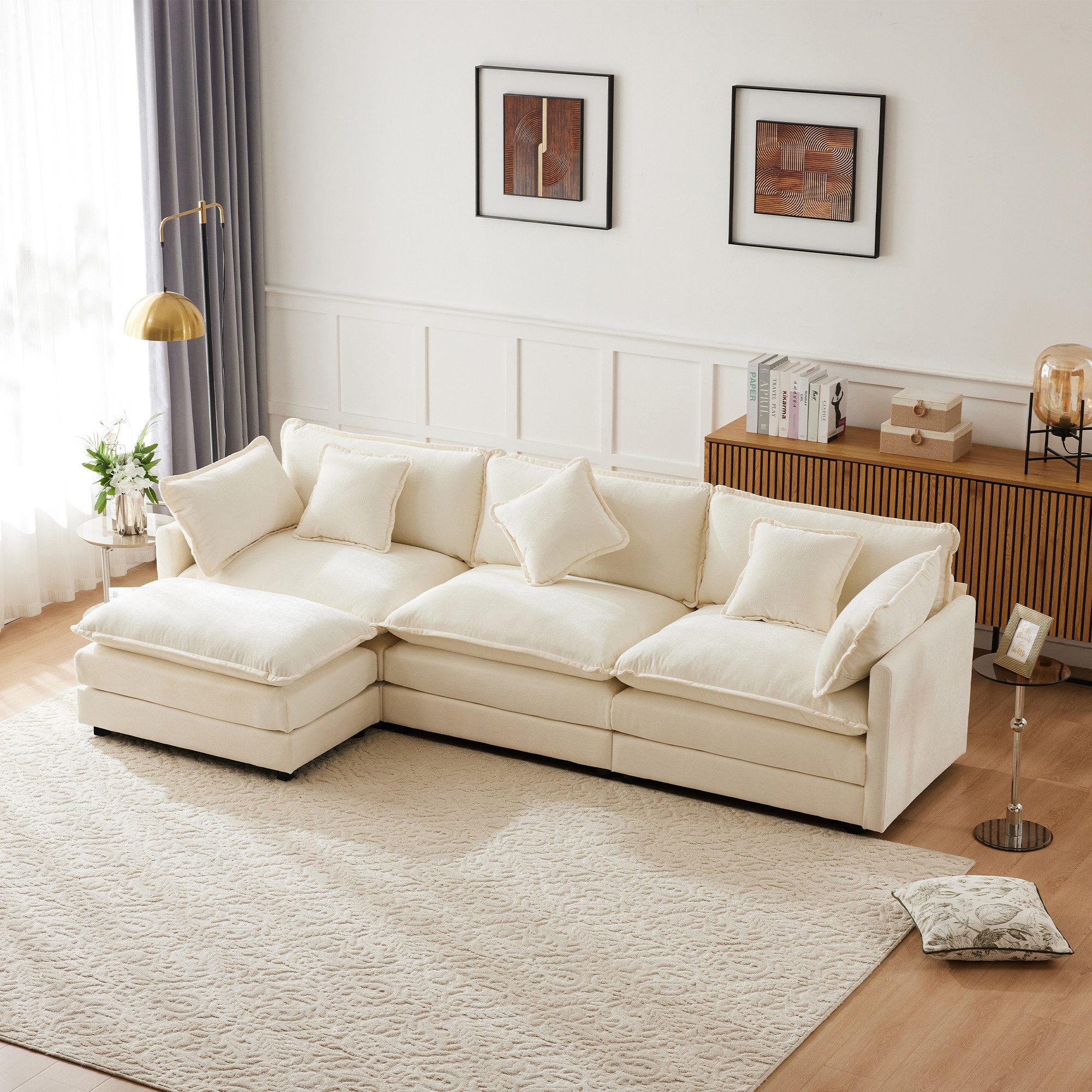 HAUSS SPOLE Ecksofa Schlafsofa Dreisitzer-Polstersofa it Fußstütze, Kissen, günstig online kaufen