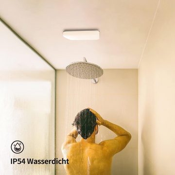 Daskoo Deckenleuchten 18W 1600LM IP54 LED Deckenlampe Wohnzimmer 22 x 22 cm, LED wechselbar, Warmweiß, Kaltweiß, LED Deckenleuchte