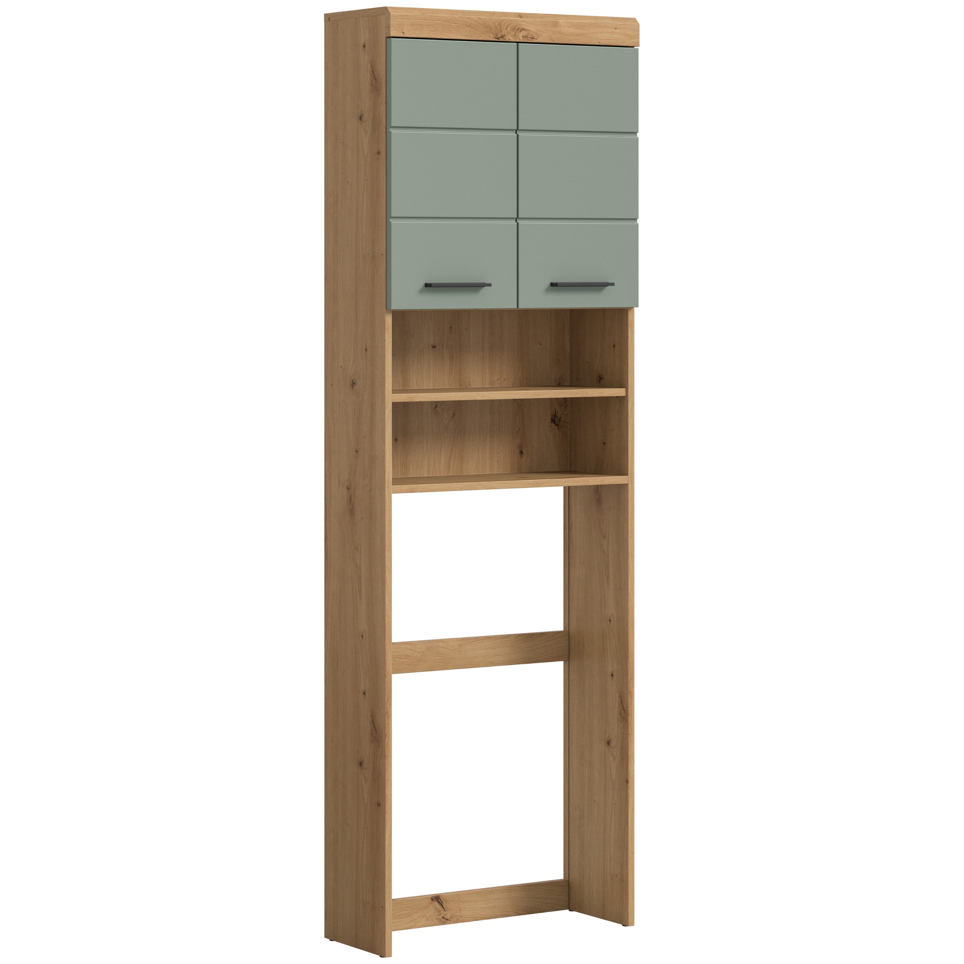 furnling Waschmaschinenumbauschrank Scott 2 offene Fächer, 2 Türen, platzsparend, Badmöbel, Badschrank, Umbau